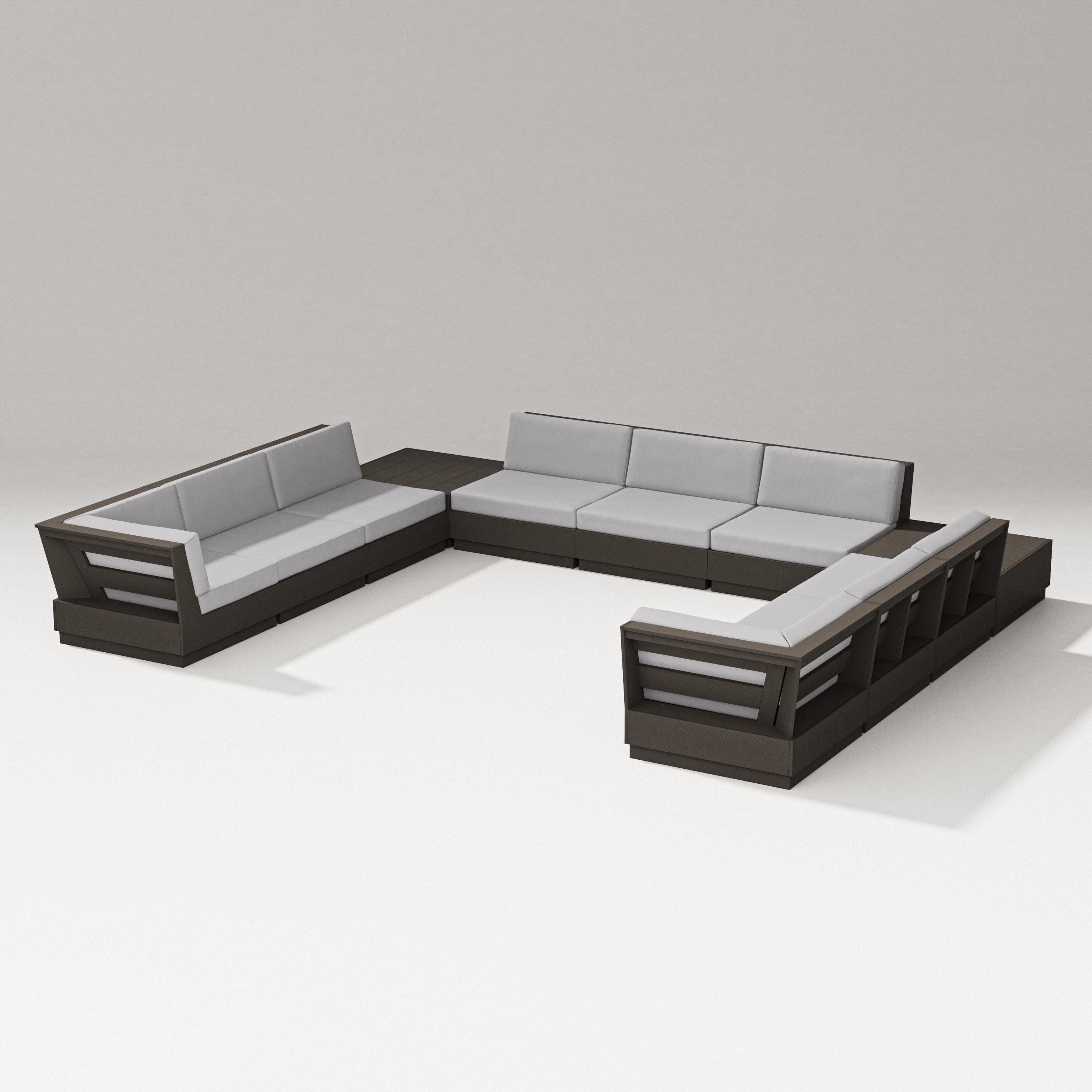 Elevate 11-Piece U-Shaped Sofa Sectional in Vintage Coffee / Granite