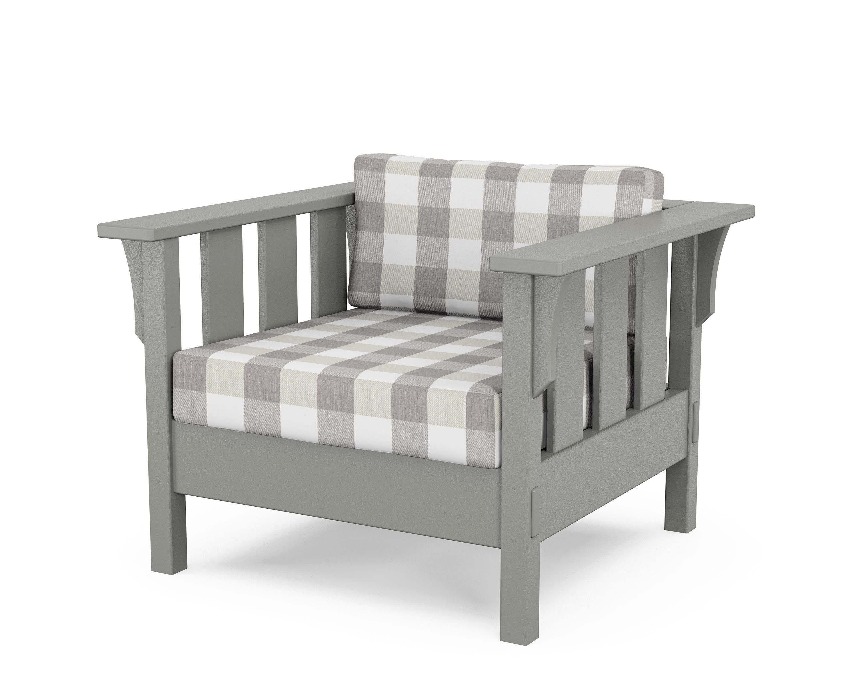 Acadia Deep Seating Chair in Slate Grey / Buffalo Plaid Grey Mist