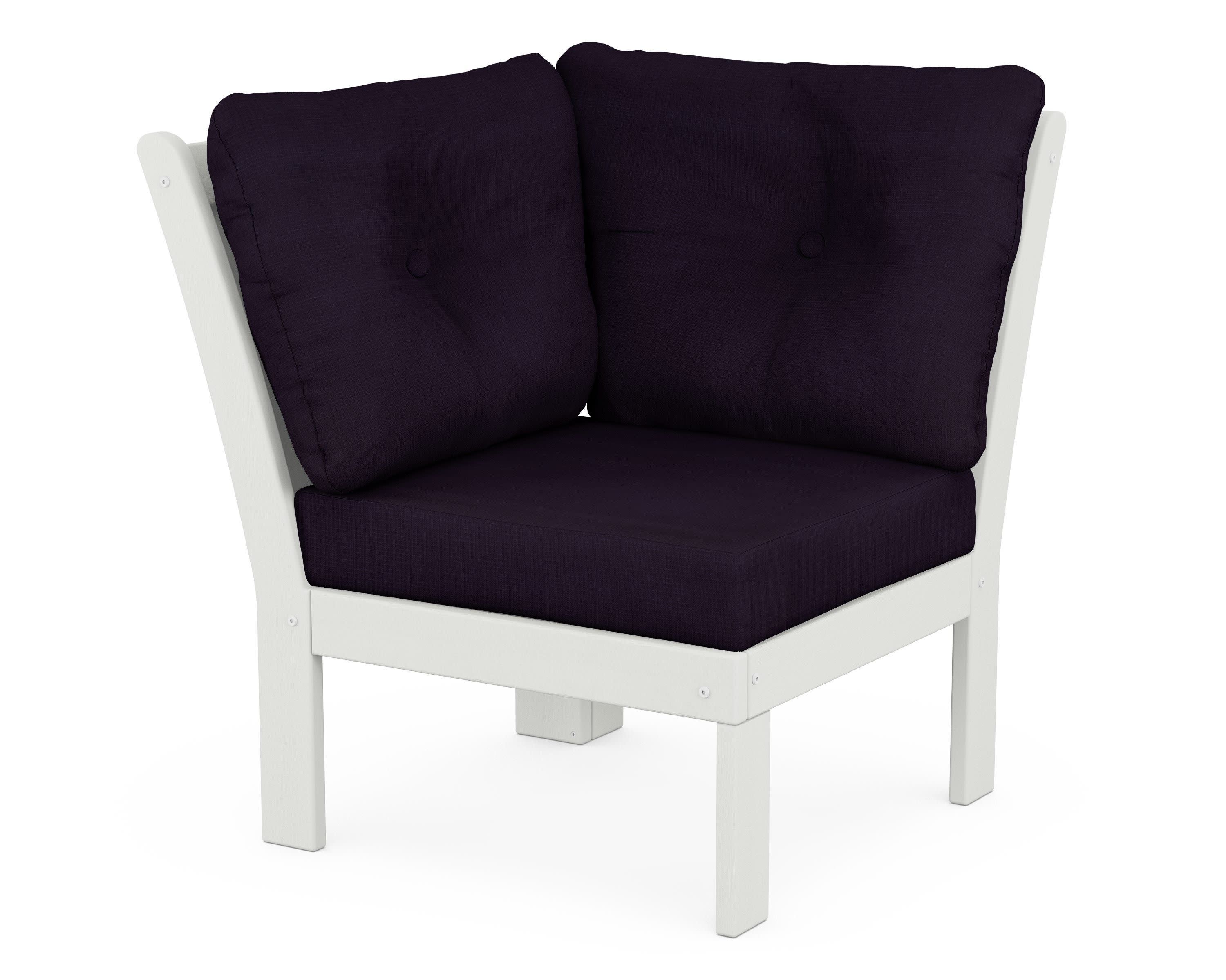 Vineyard Modular Corner Chair in Vintage White / Navy Linen