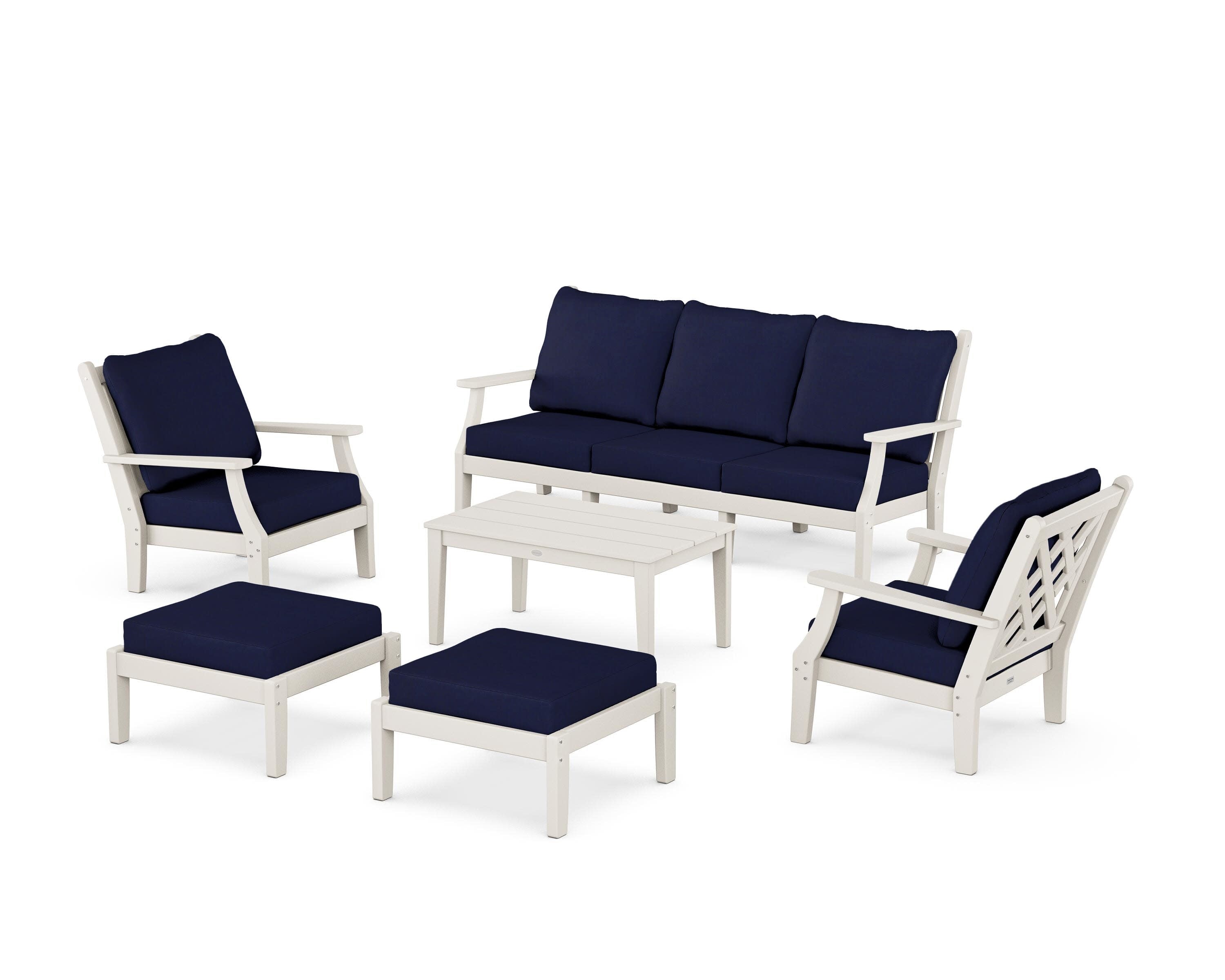 Wovendale 6-Piece Lounge Sofa Set in Sand / Navy