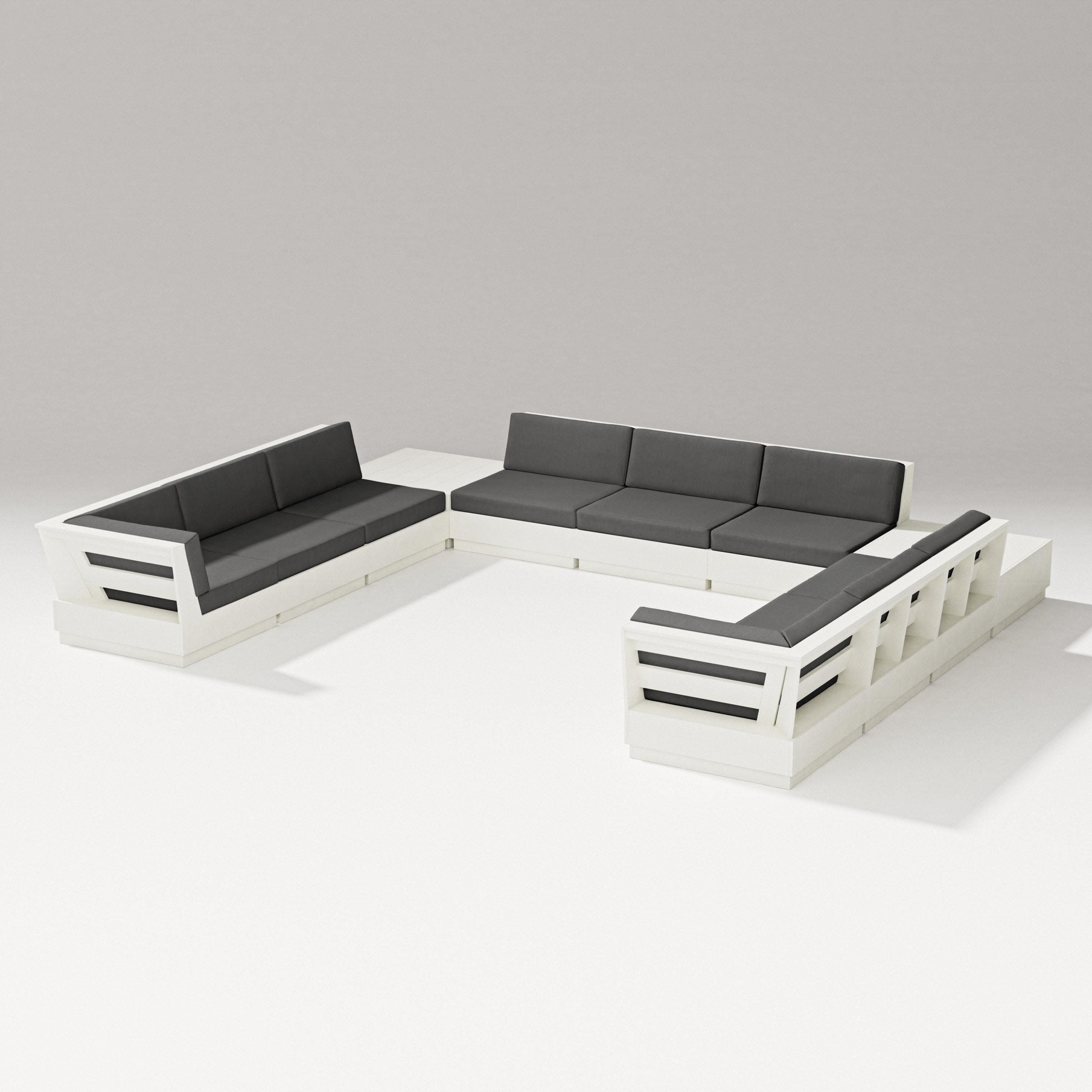 Elevate 11-Piece U-Shaped Sofa Sectional in Vintage White / Spectrum Carbon