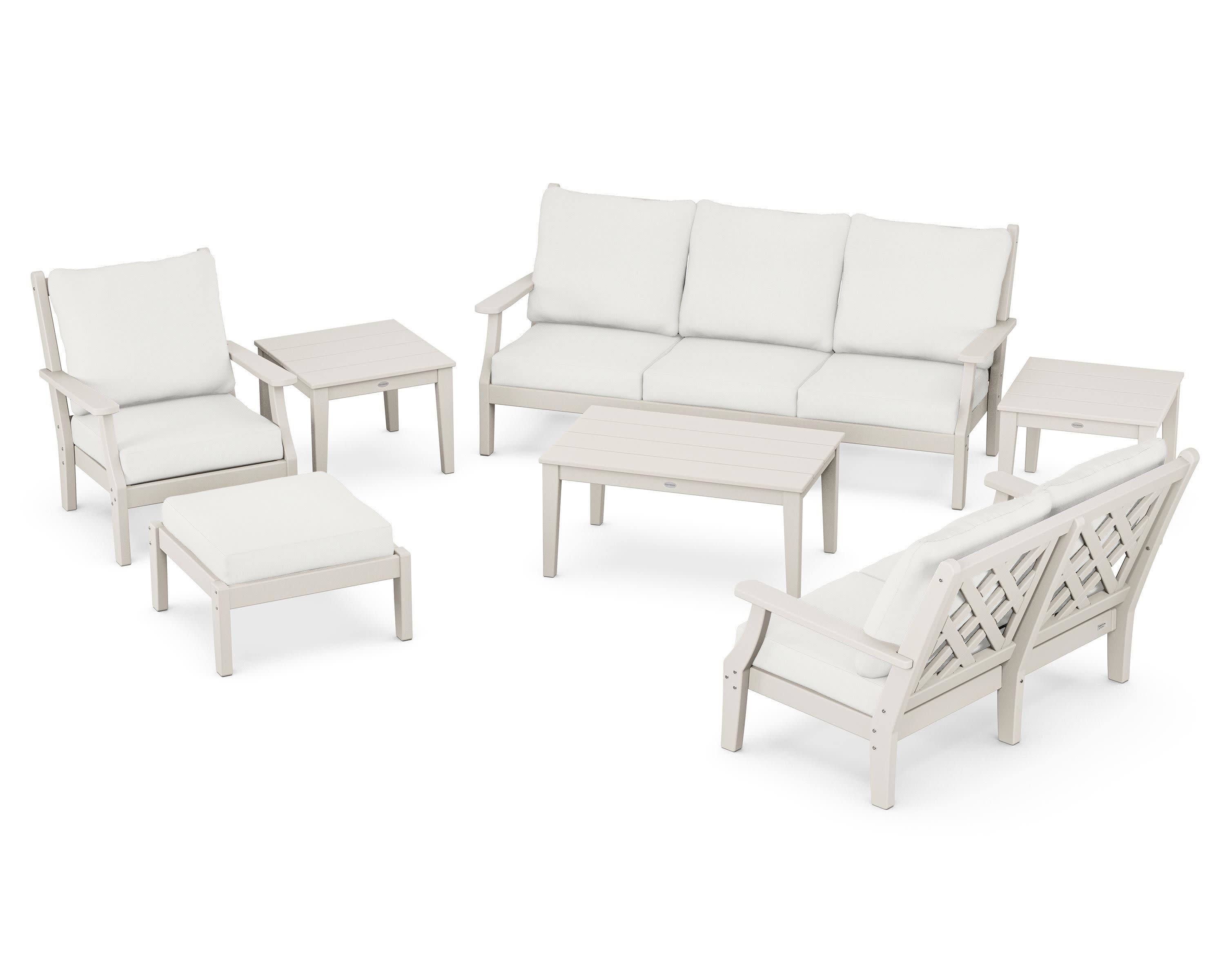 Wovendale 7-Piece Deep Seating Set in Sand / Natural Linen