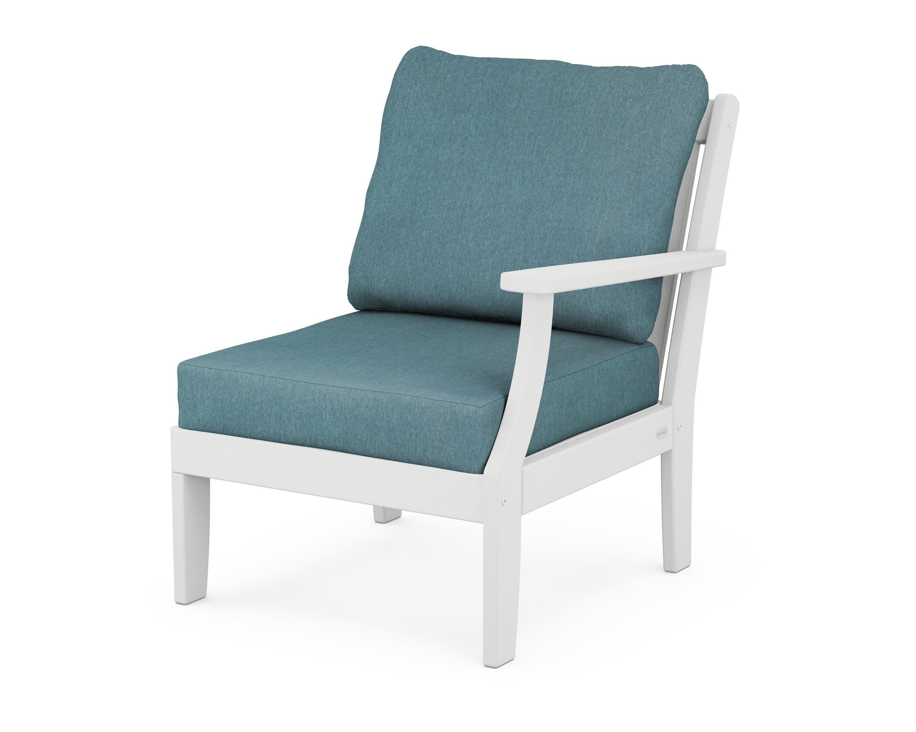 Braxton Modular Right Arm Chair in White / Ocean Teal