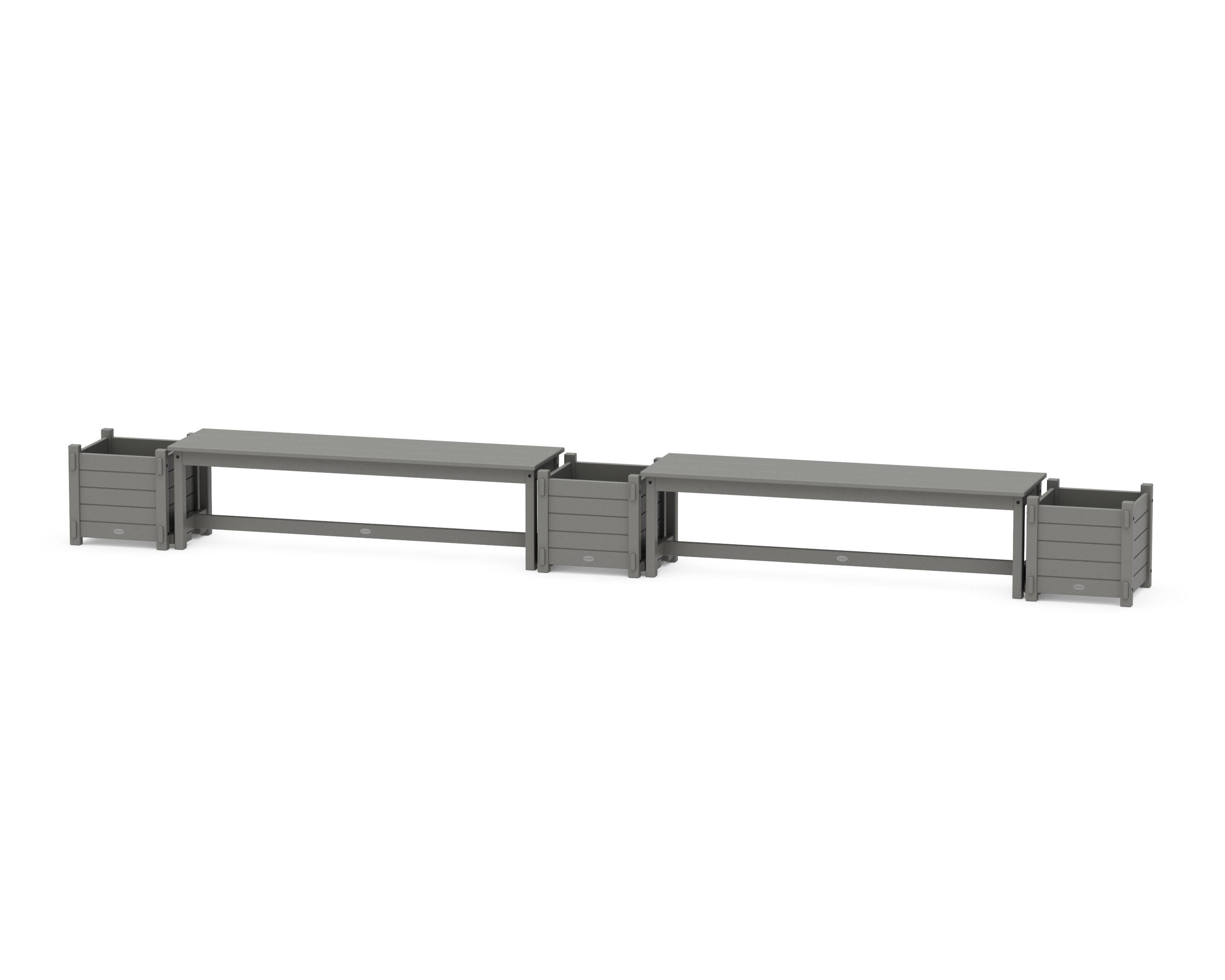 60" Nautical Straight Double Planter Bench Set