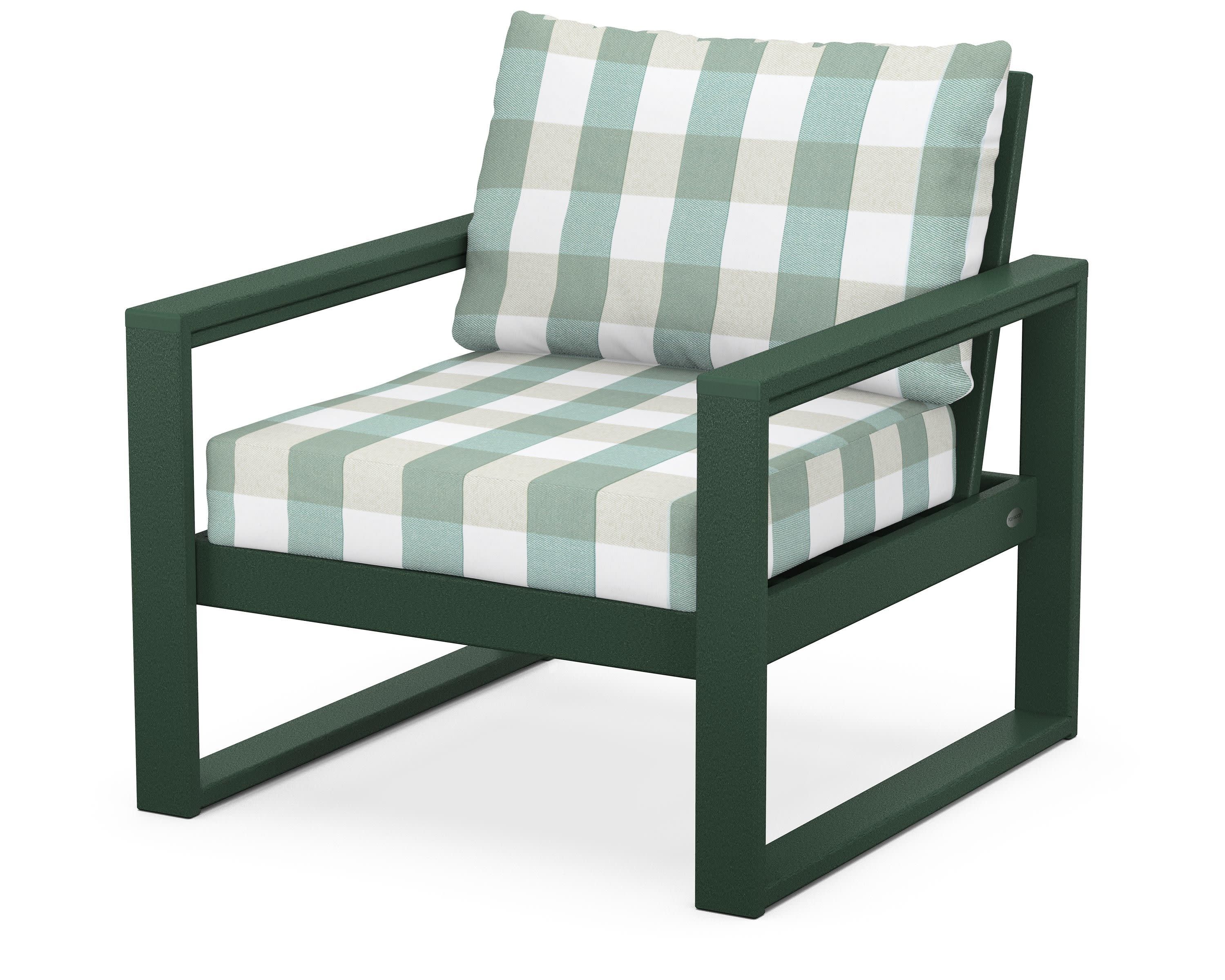 EDGE Club Chair in Green / Buffalo Plaid Glacier Spa