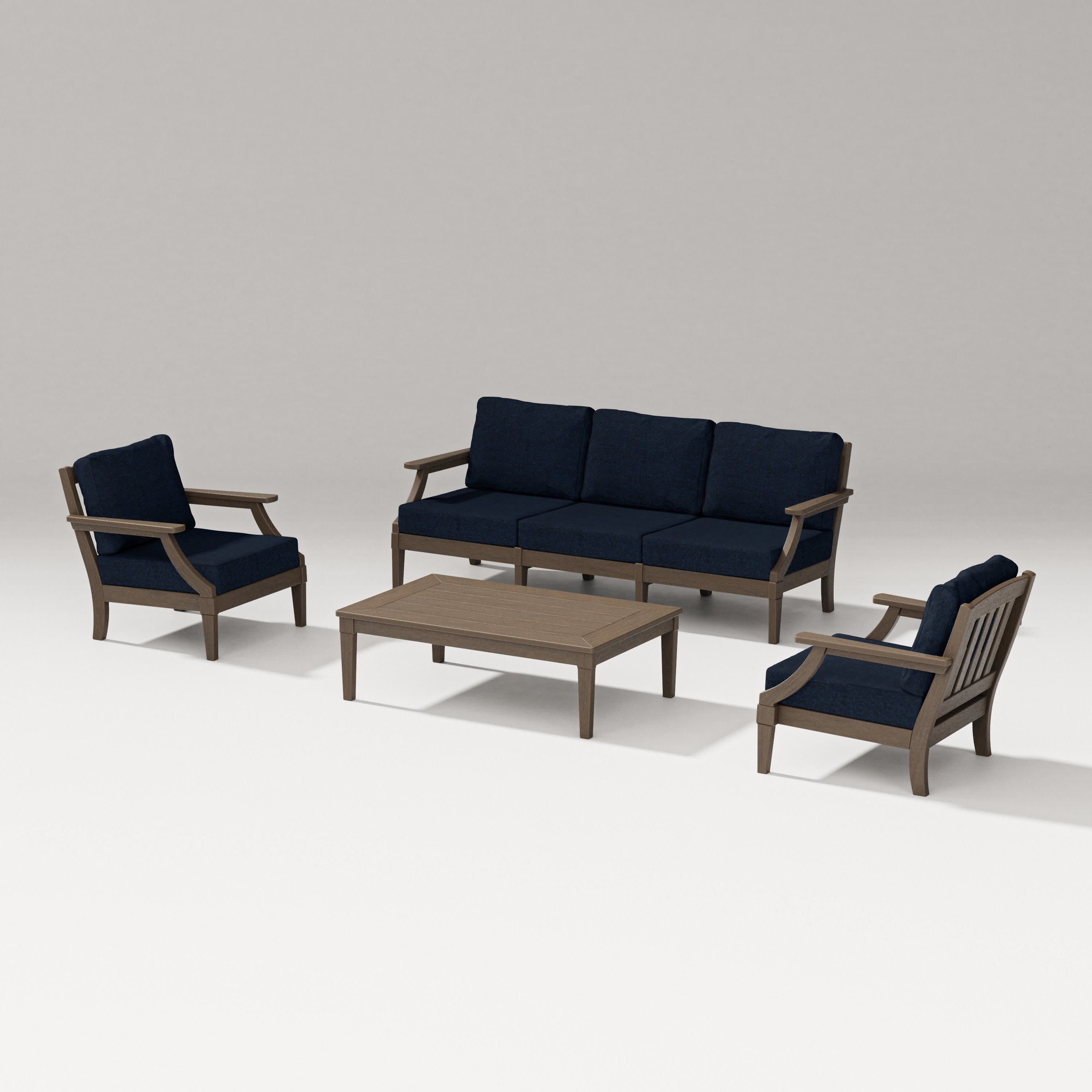 Estate 4-Piece Lounge Sofa Set in Kona / Marine Indigo