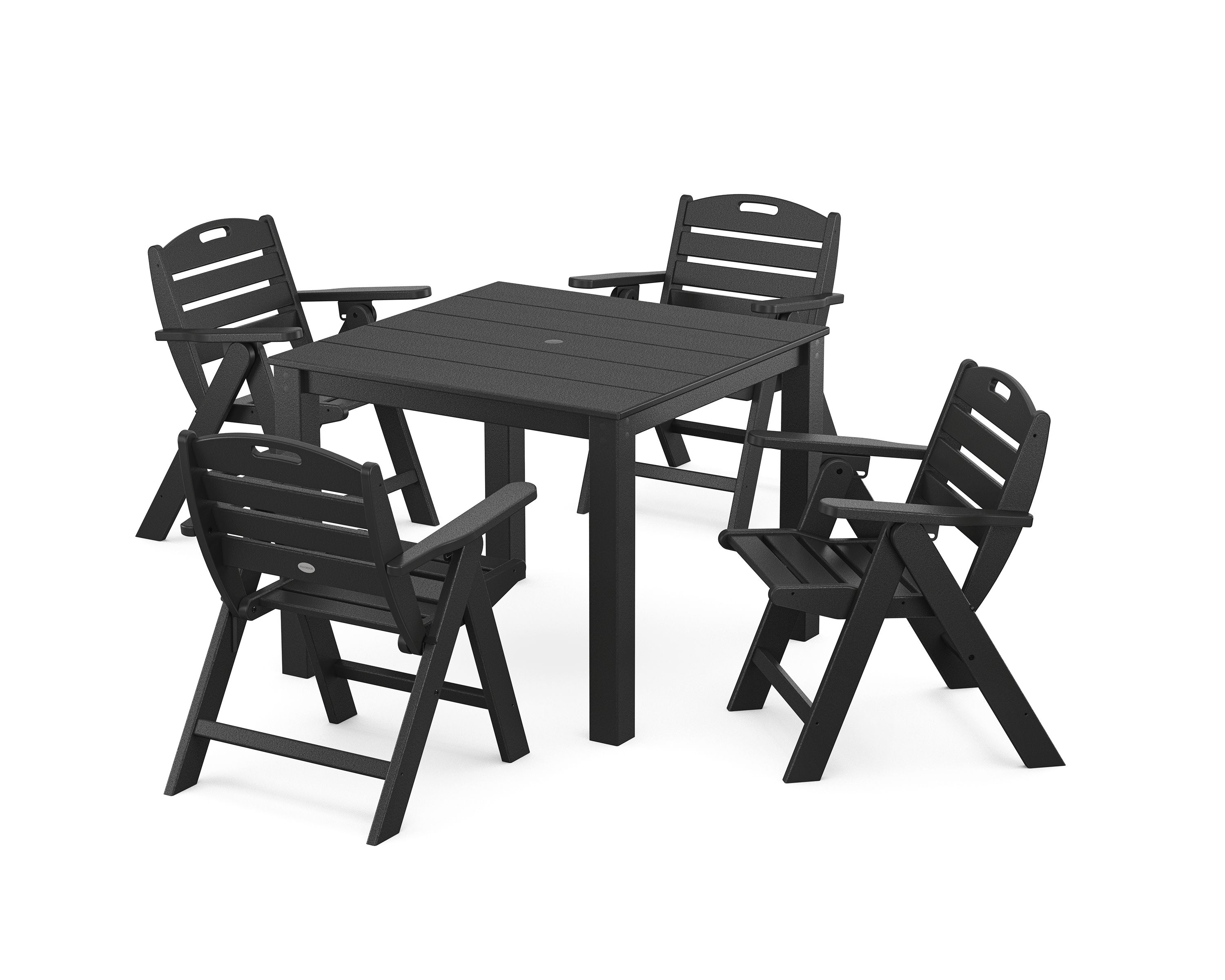 Nautical Folding Lowback Chair 5-Piece Parsons Dining Set in Black