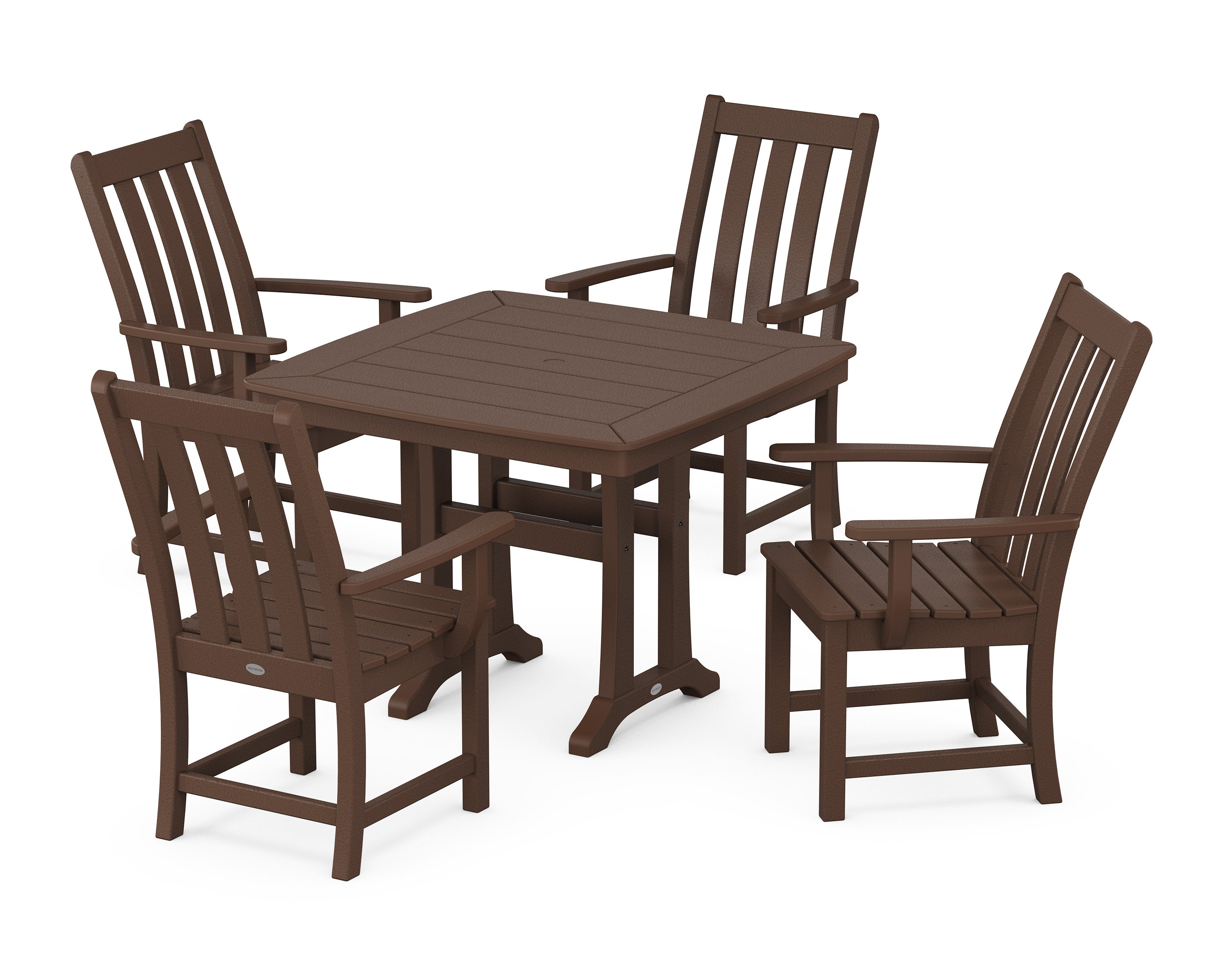 Vineyard 5-Piece Dining Set with Trestle Legs in Mahogany