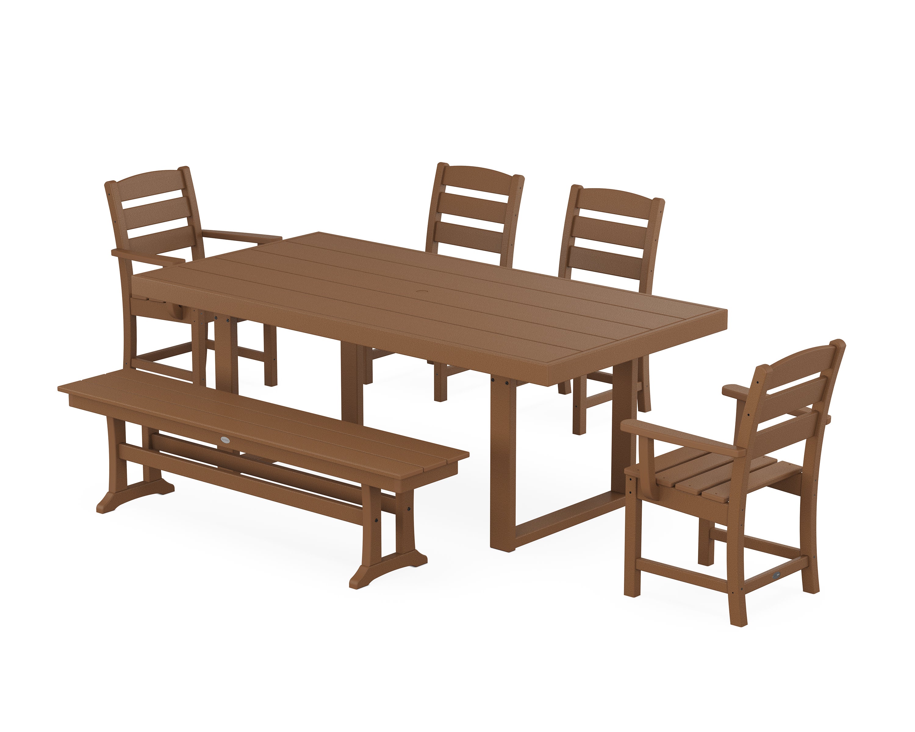 Lakeside 6-Piece Dining Set with Bench in Teak