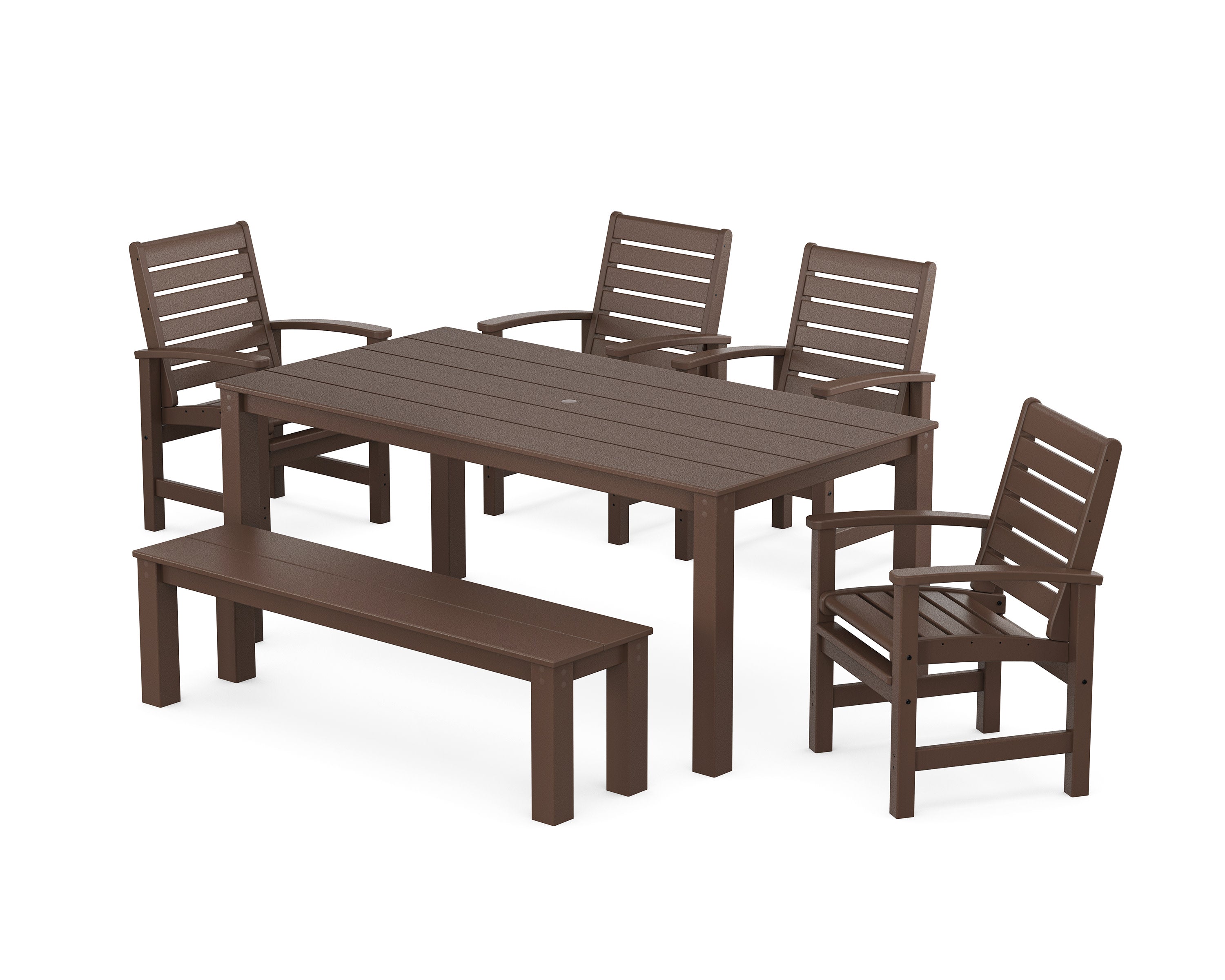 Signature 6-Piece Parsons Dining Set with Bench in Mahogany