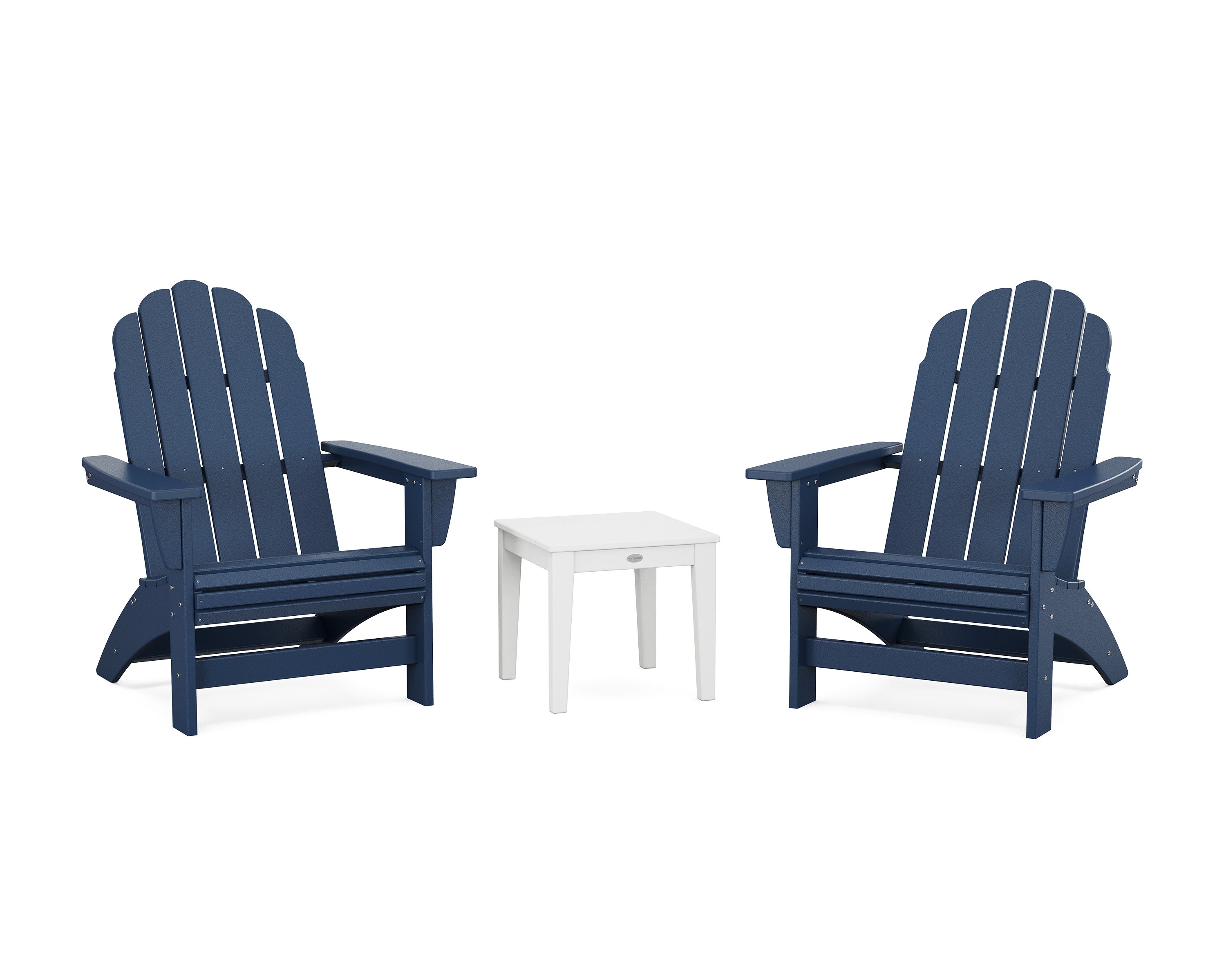 3-Piece Vineyard Grand Adirondack Set in Navy / White