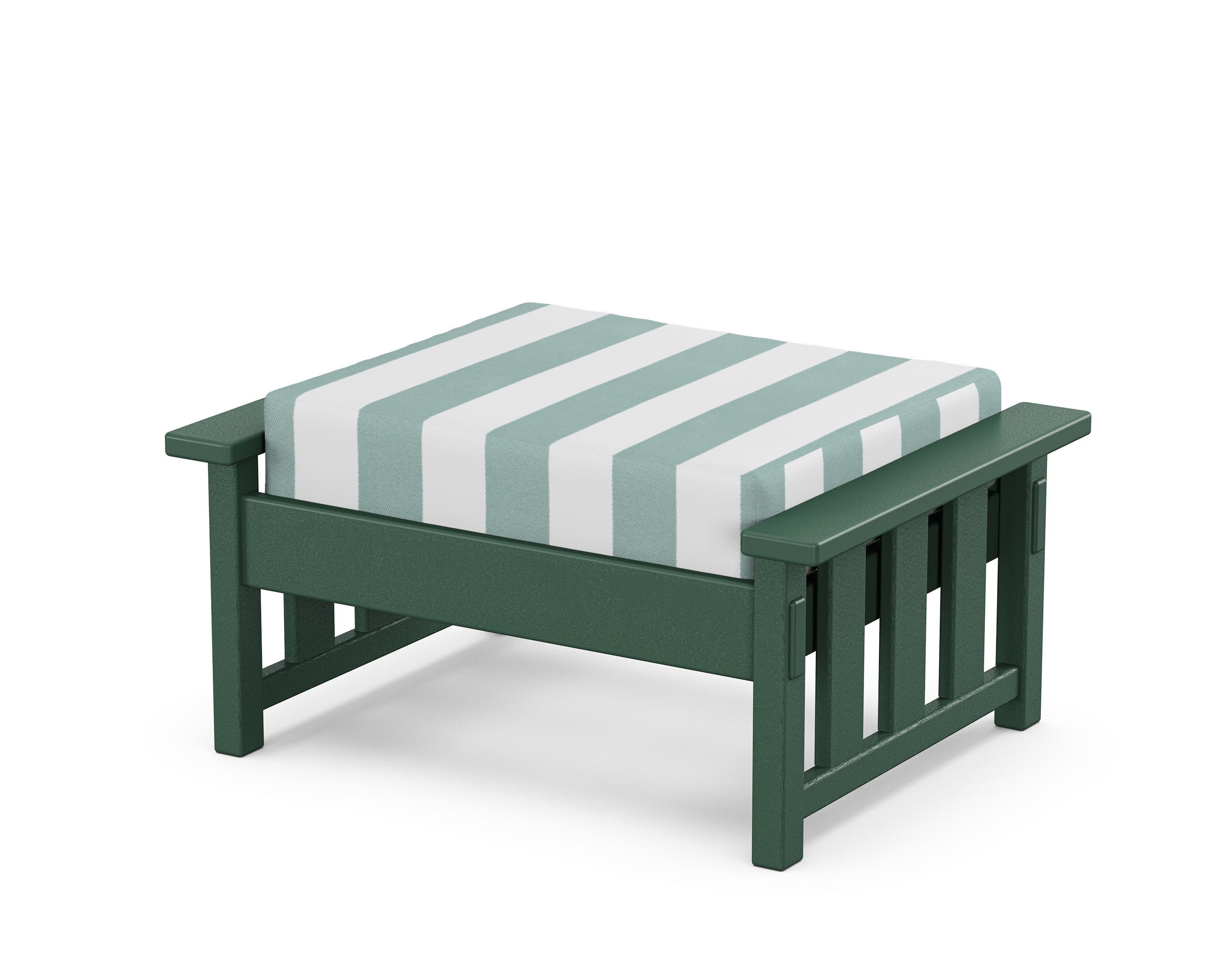 Acadia Deep Seating Ottoman in Green / Cabana Stripe Glacier Spa