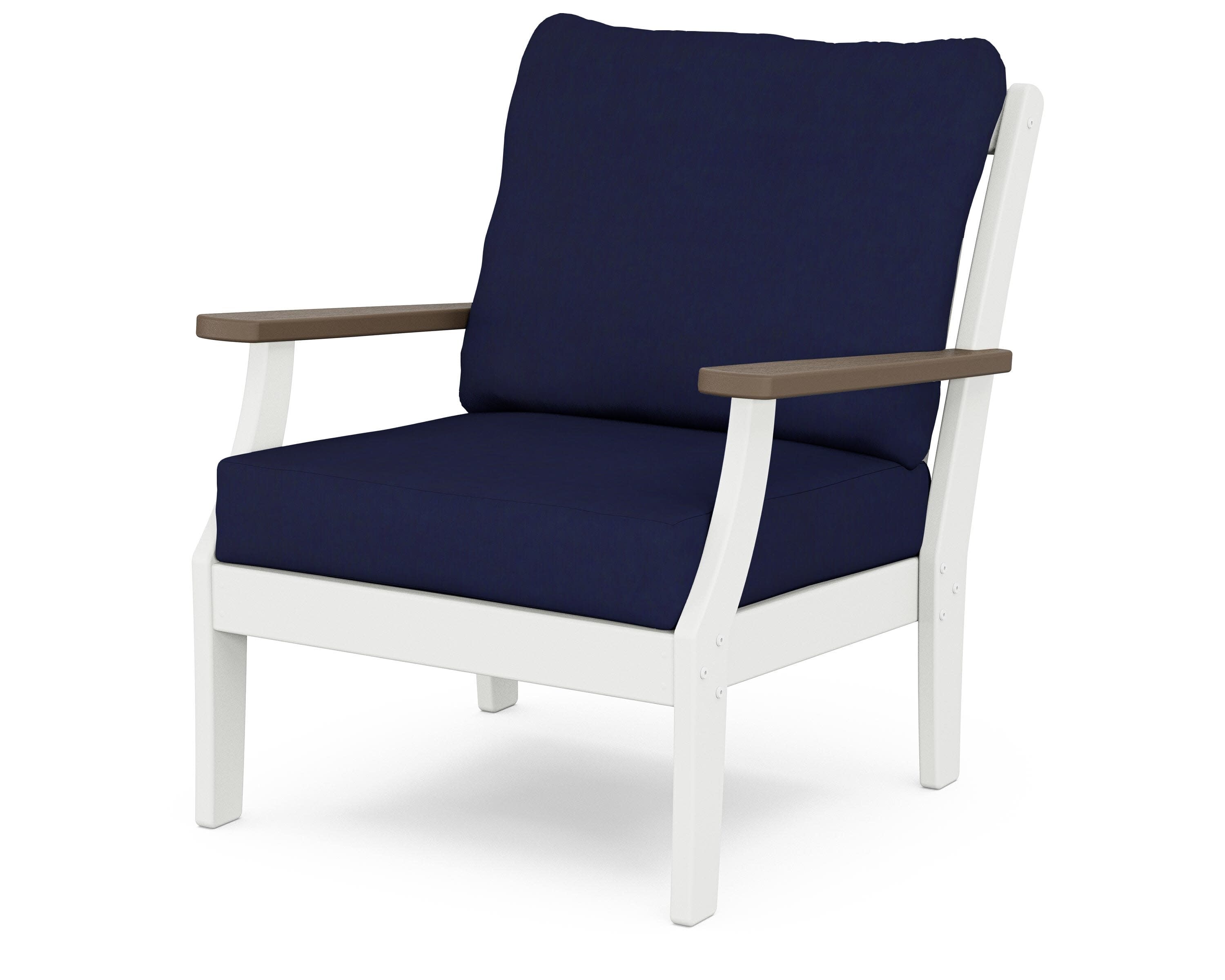 Braxton Deep Seating Chair in White / Kona / Navy