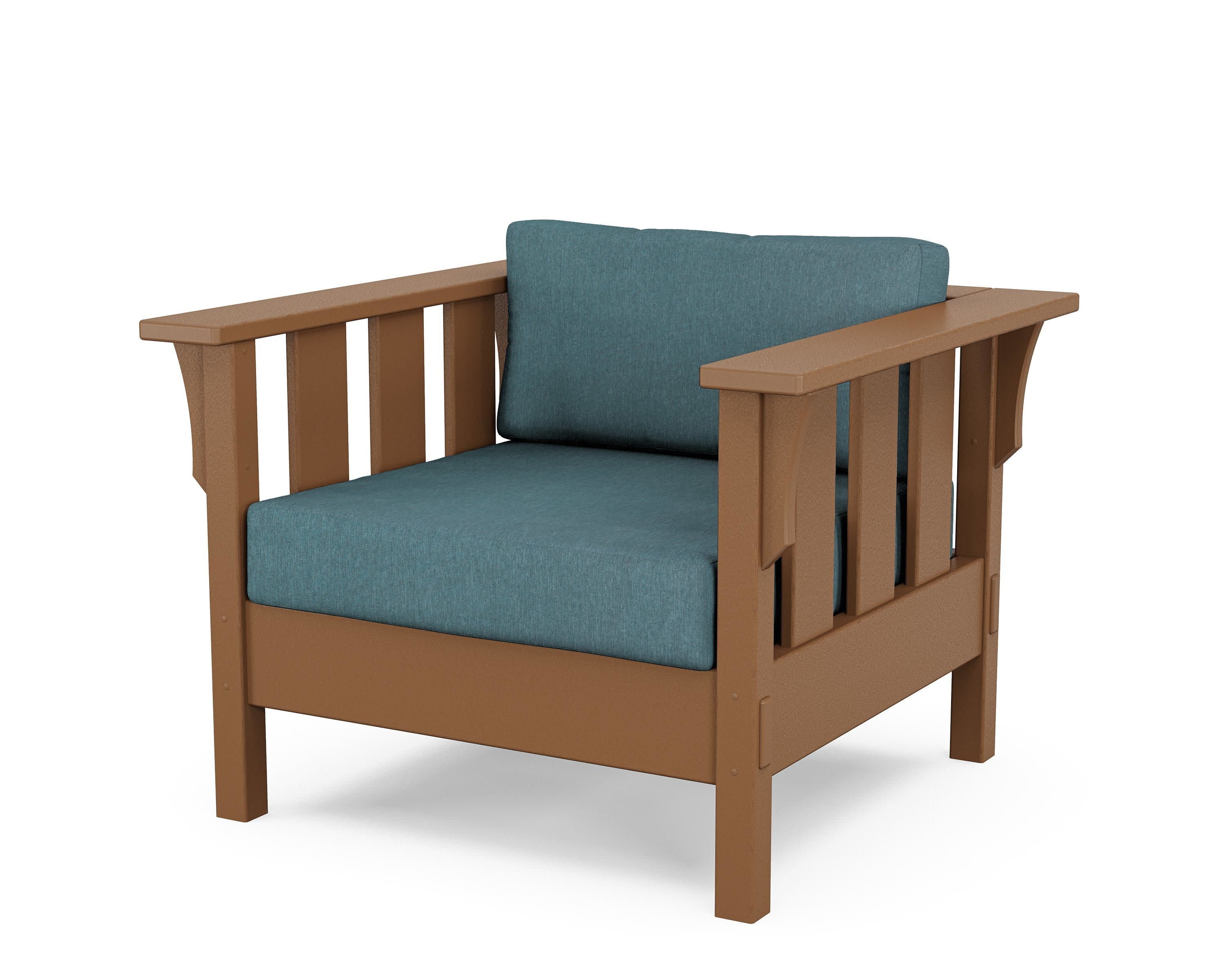 Acadia Deep Seating Chair in Teak / Ocean Teal
