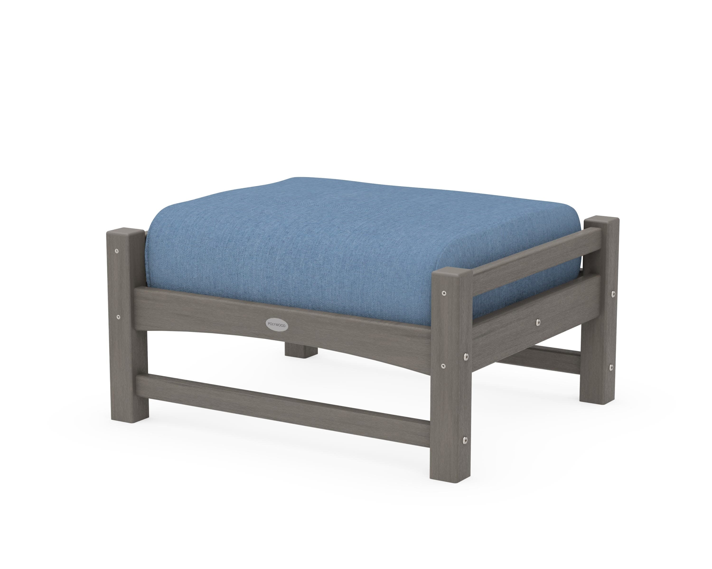 Club Ottoman in Driftwood / Sky Blue