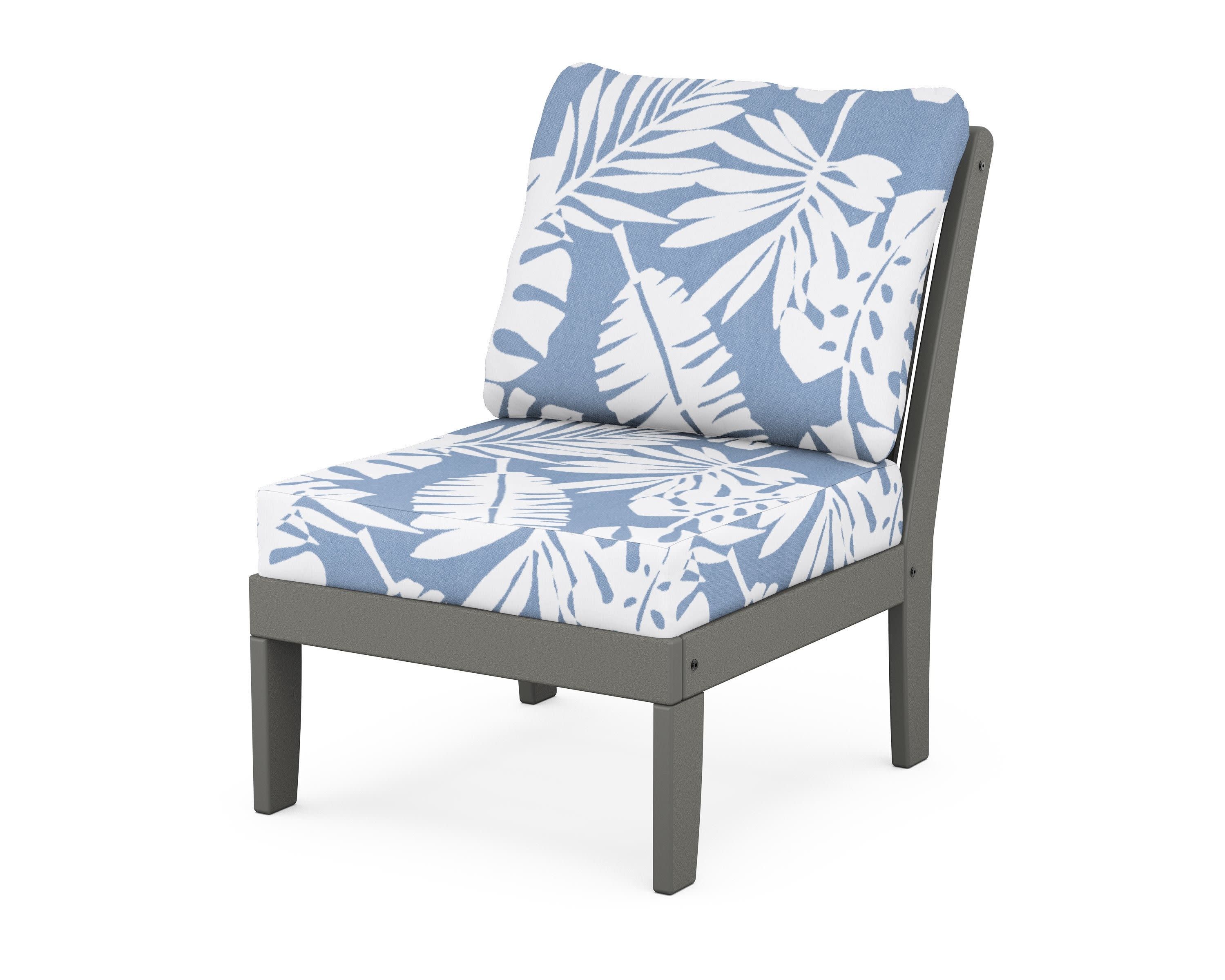 Braxton Modular Armless Chair in Slate Grey / Leaf Sky Blue