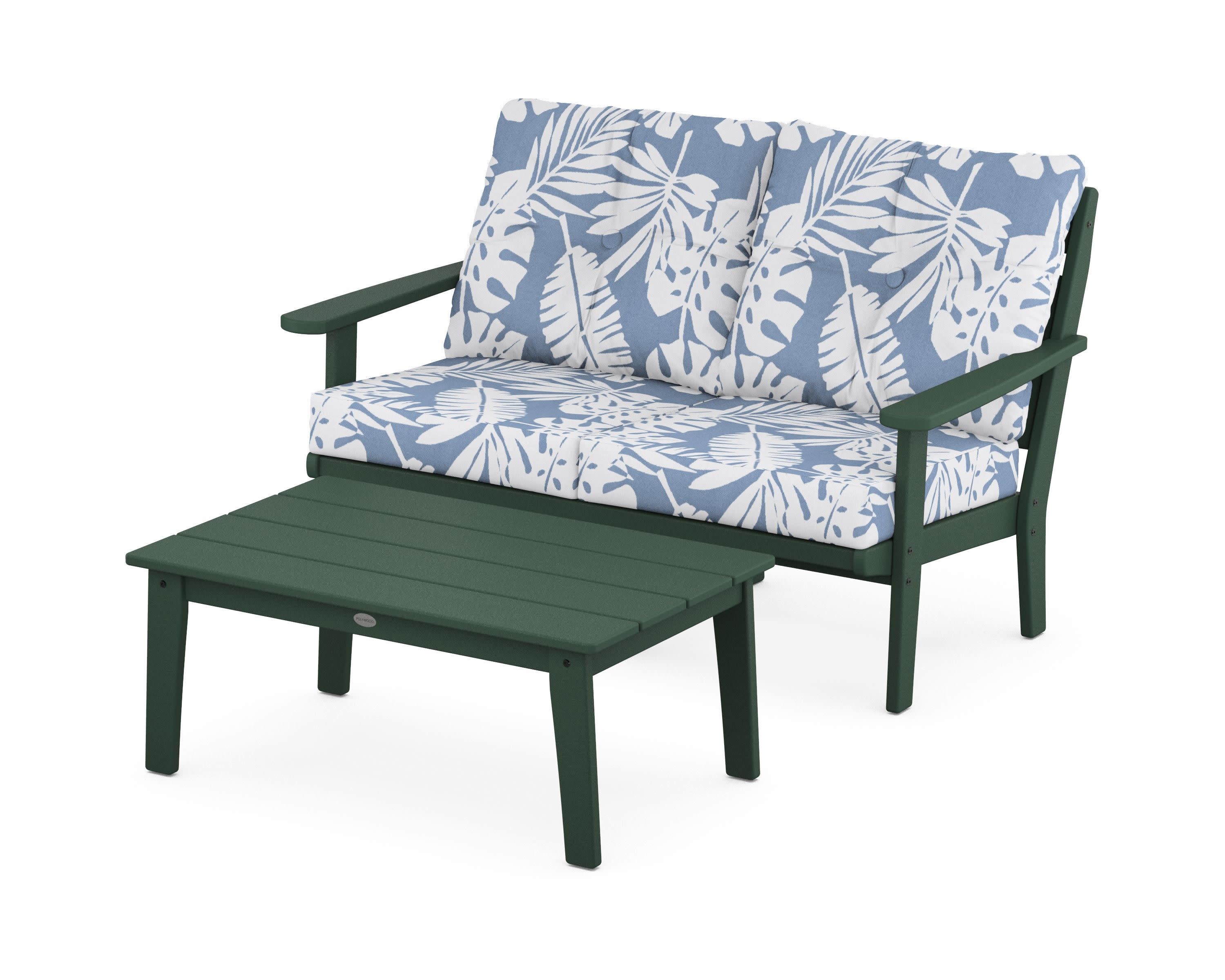 Lakeside 2-Piece Lounge Loveseat Set in Green / Leaf Sky Blue
