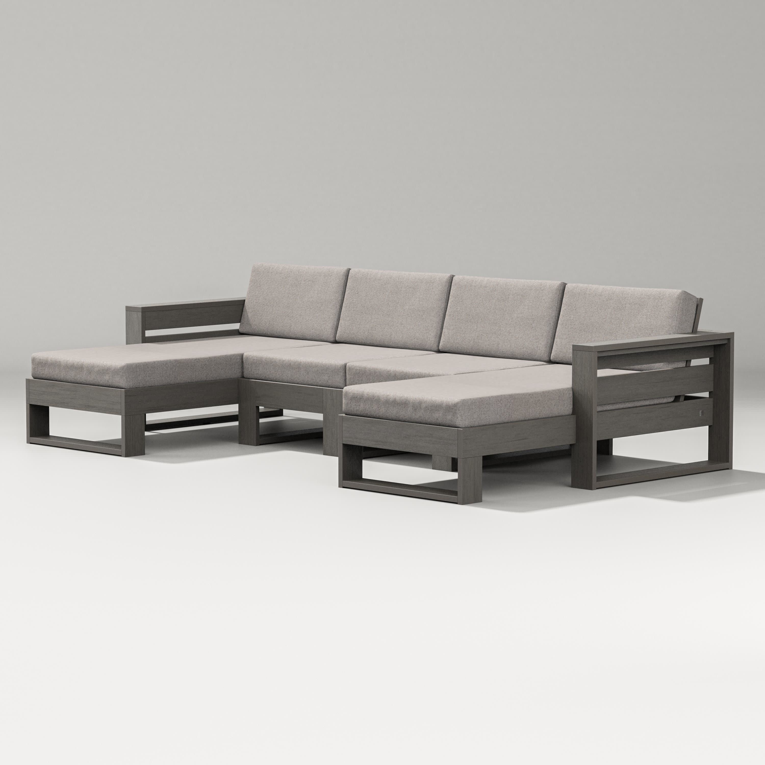 Latitude Double Chaise Sectional in Driftwood / Weathered Tweed