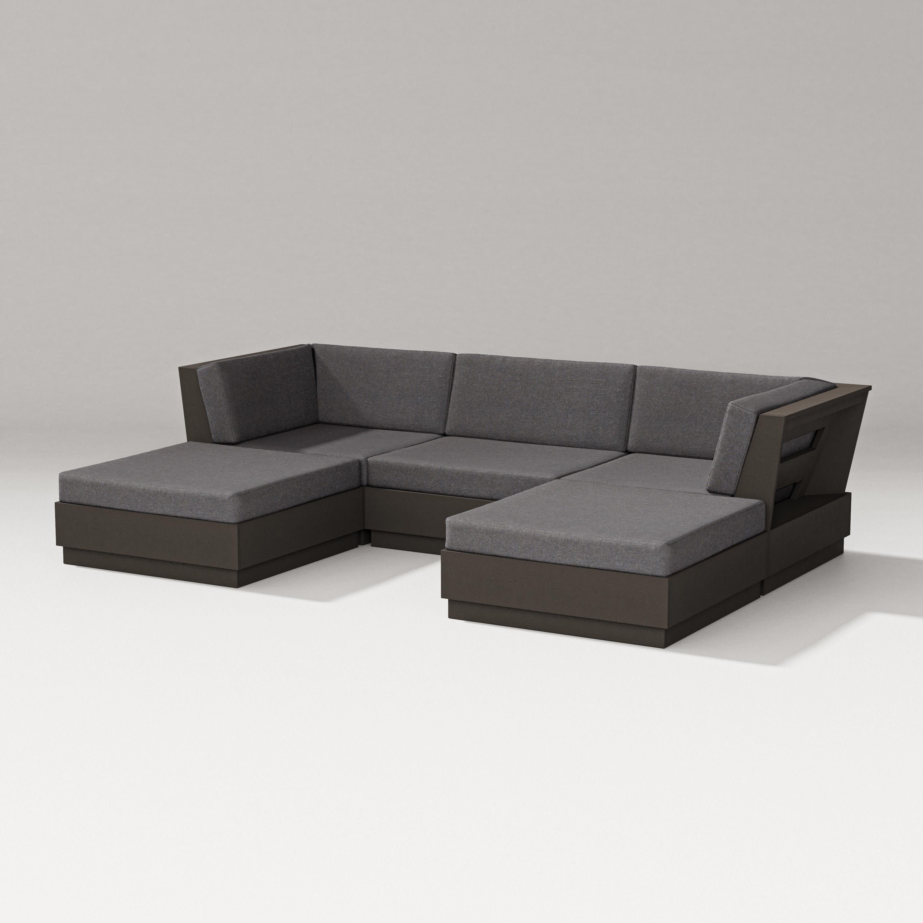 Elevate Double Chaise Sectional in Vintage Coffee / Ash Charcoal