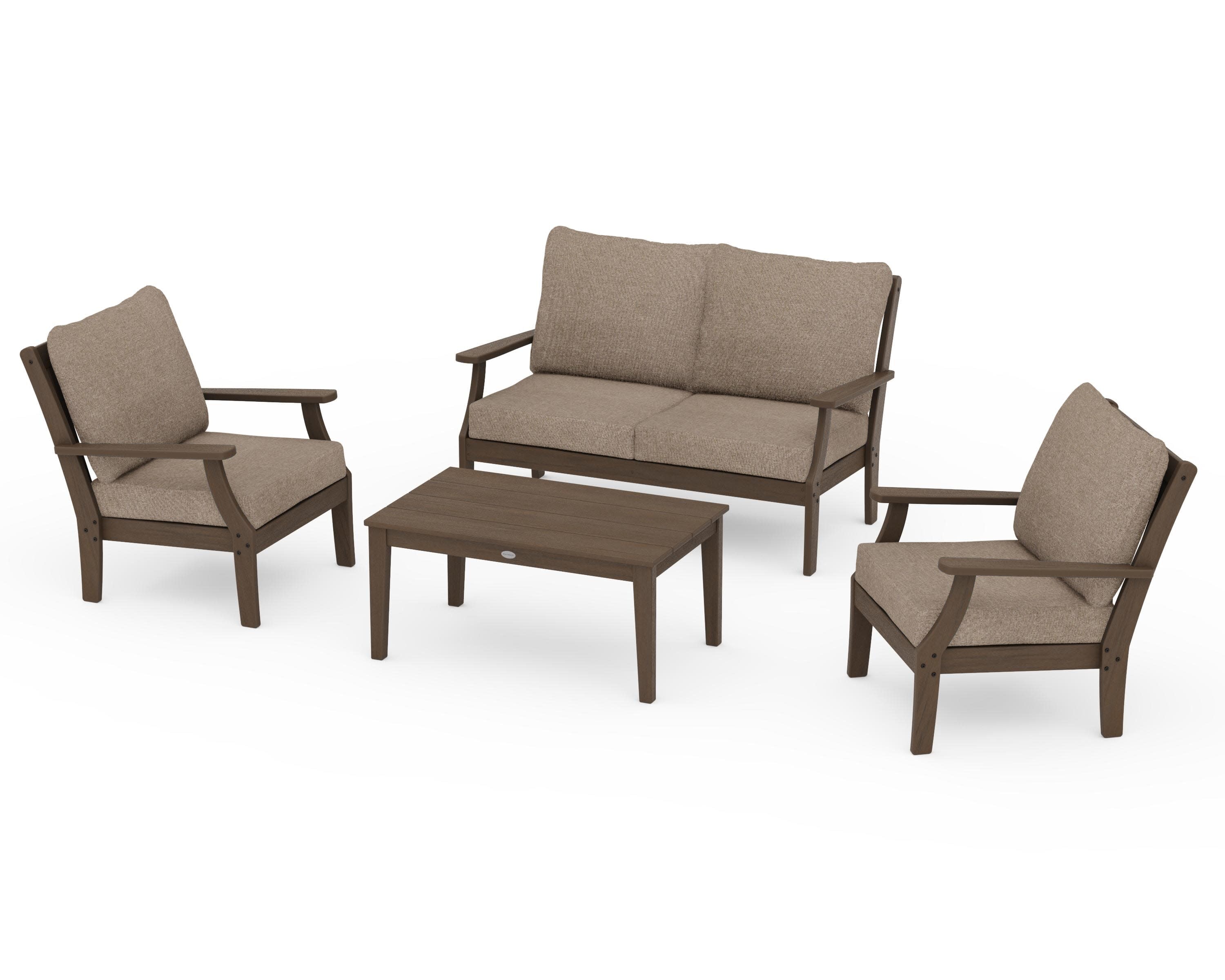 Braxton 4-Piece Deep Seating Chair Set in Kona / Spiced Burlap