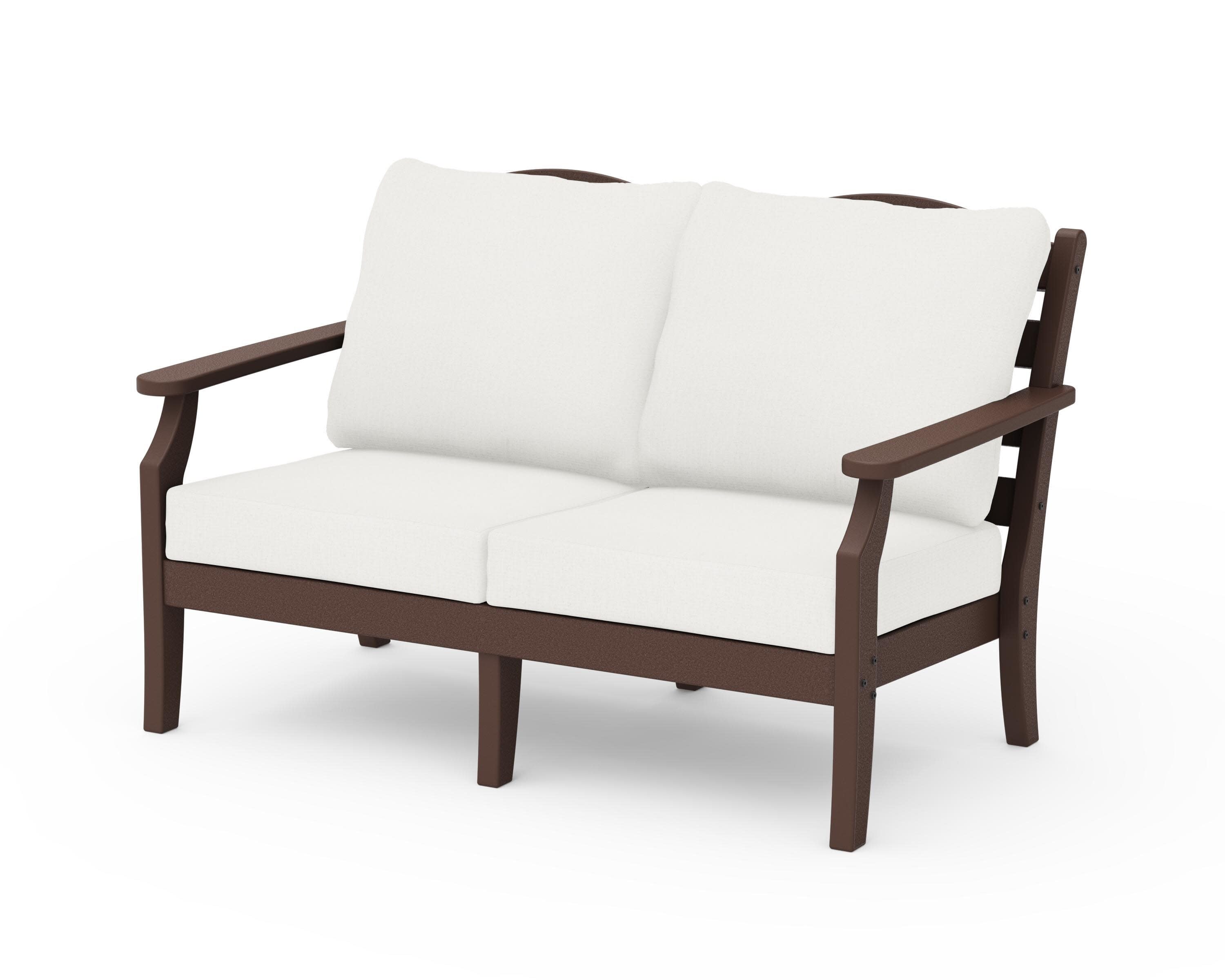 Savannah Deep Seating Loveseat in Mahogany / Natural Linen