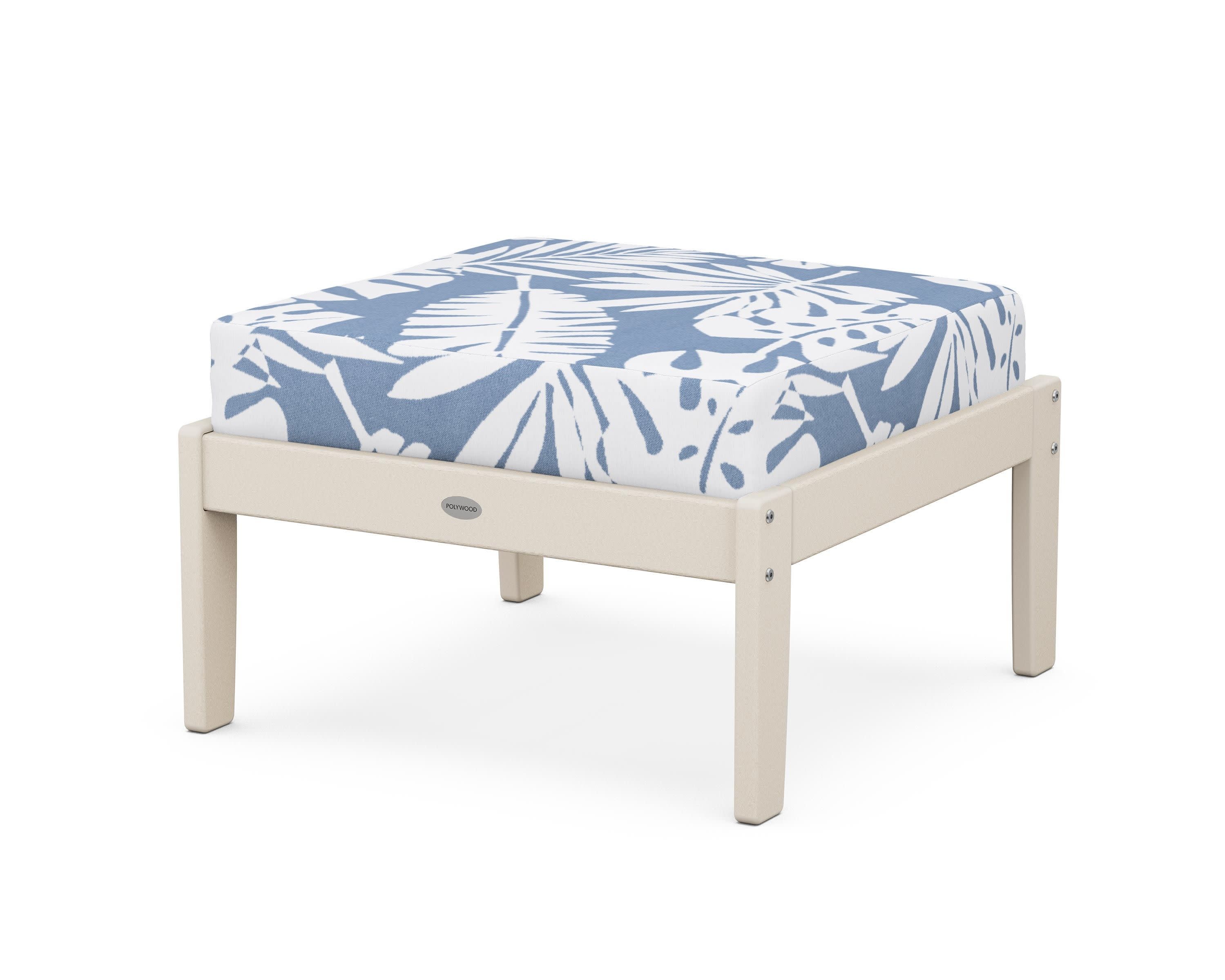 Braxton Deep Seating Ottoman in Sand / Leaf Sky Blue