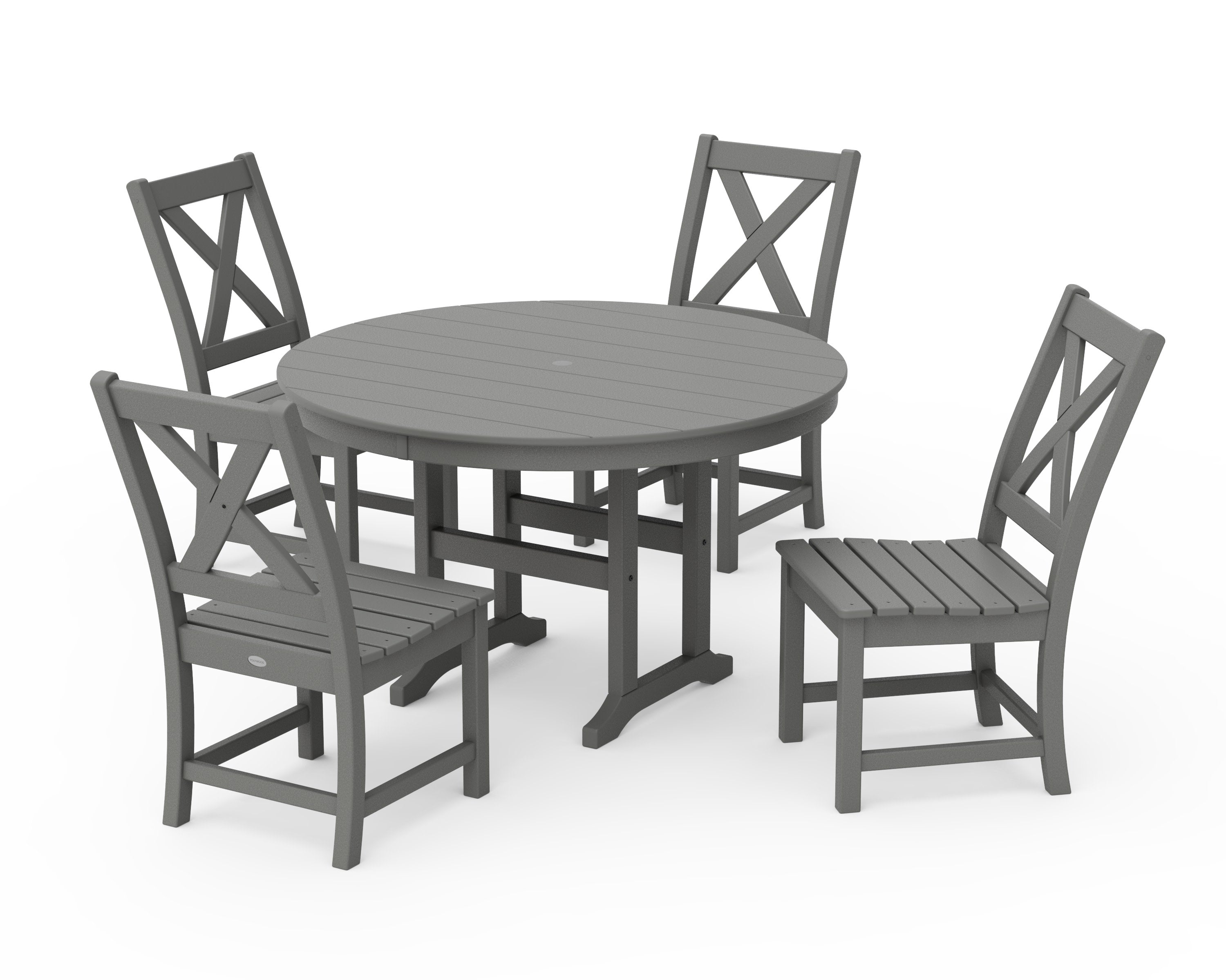 Braxton Side Chair 5-Piece Round Dining Set in Slate Grey