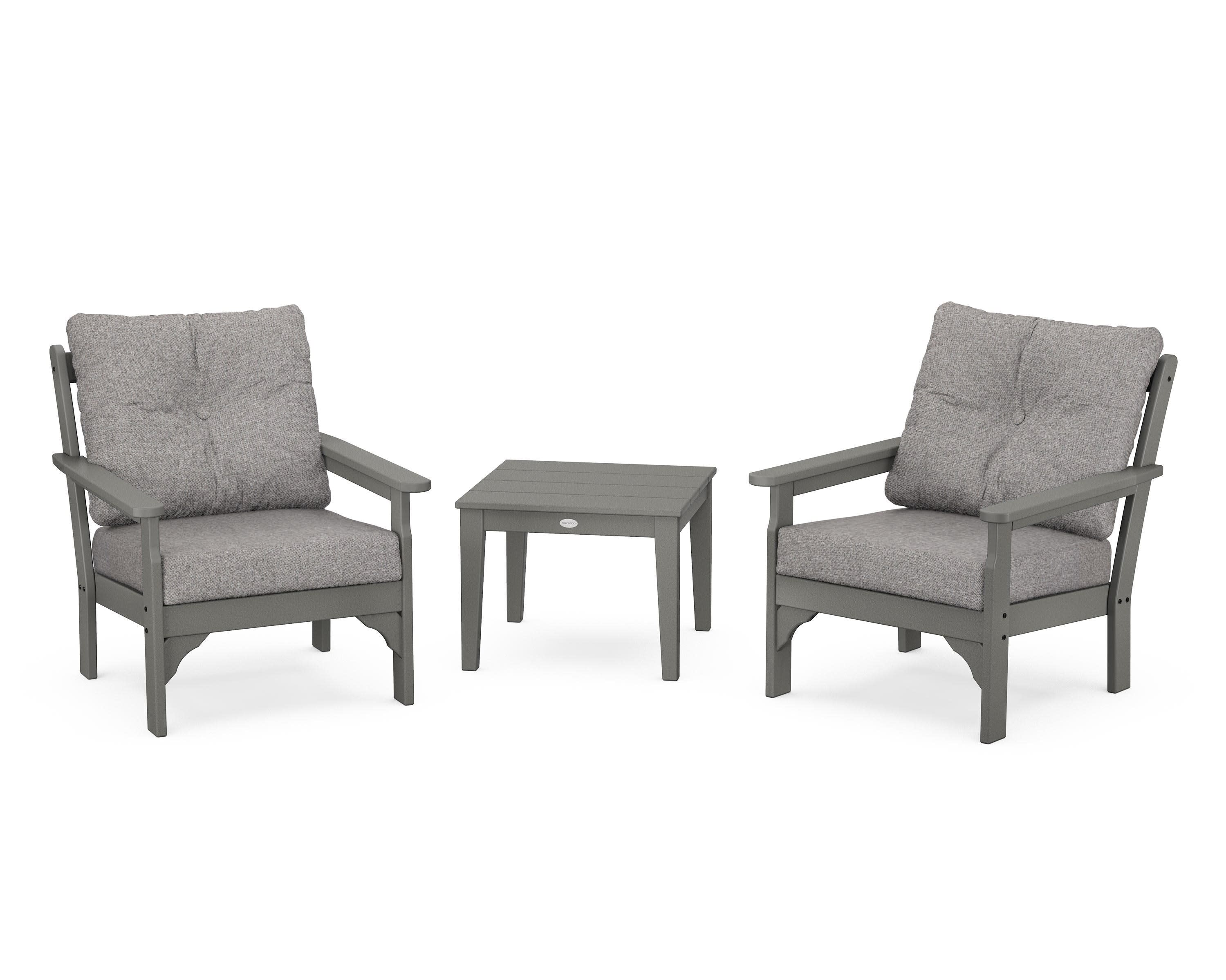 Vineyard 3-Piece Deep Seating Set in Slate Grey / Grey Mist