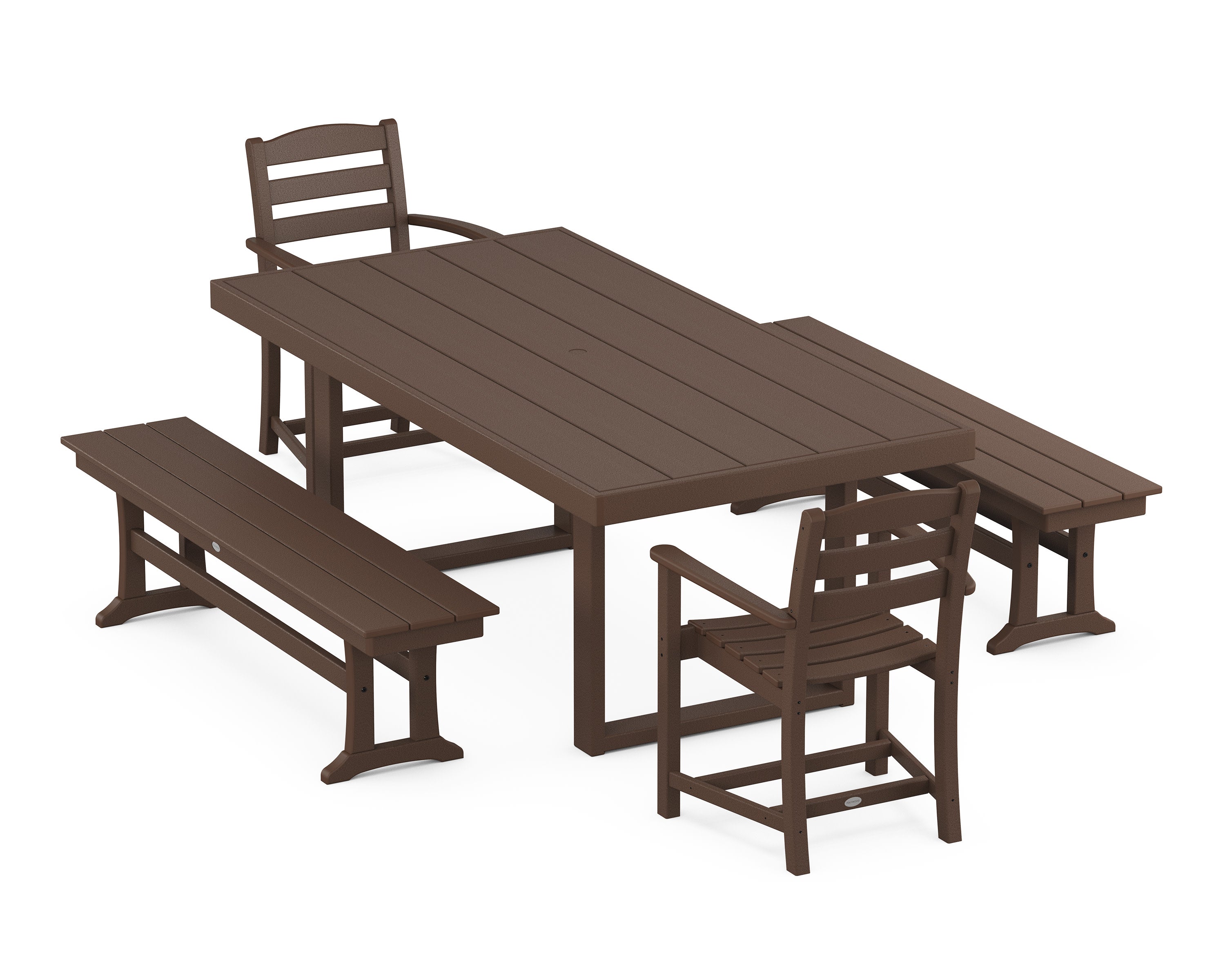La Casa Caf 5-Piece Dining Set with Benches in Mahogany
