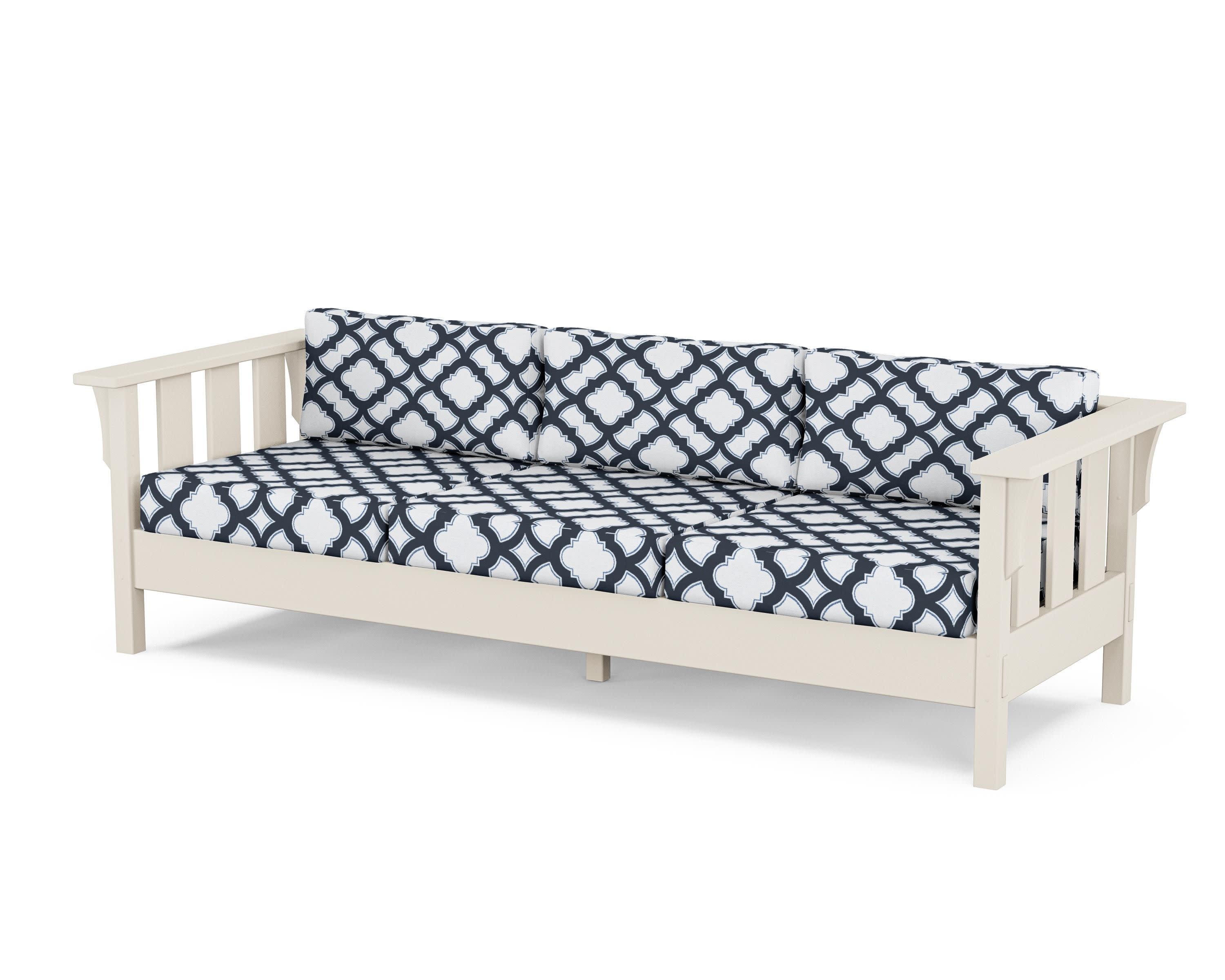 Acadia Deep Seating Sofa in Sand / Trellis Marine Indigo