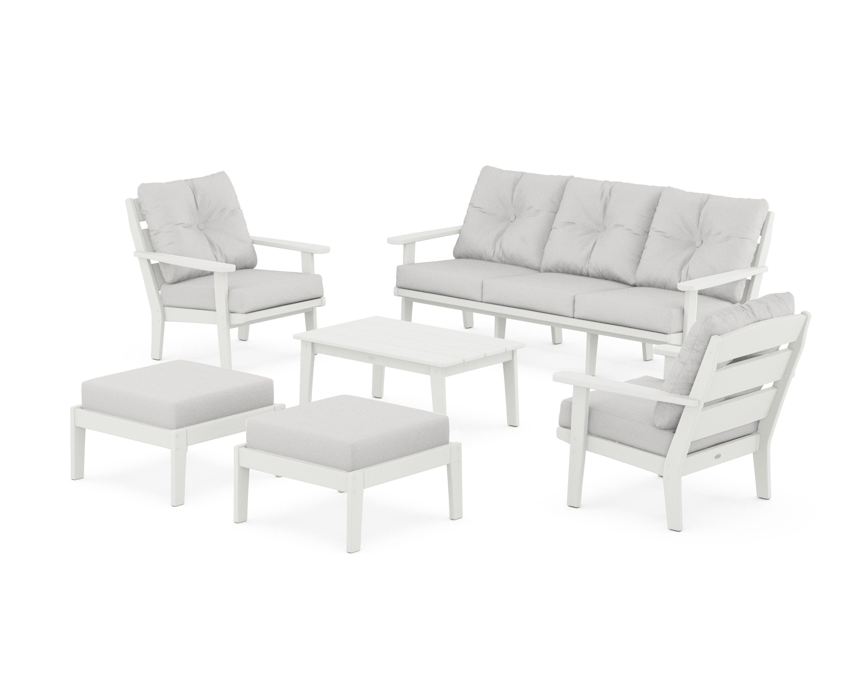 Lakeside 6-Piece Lounge Sofa Set in Vintage White / Diamond in the Rough
