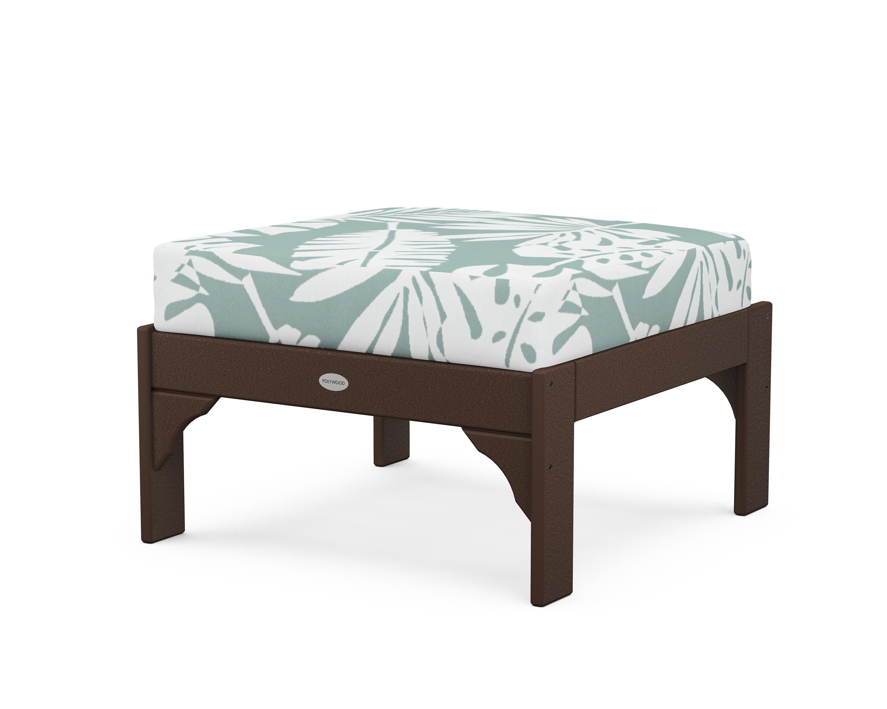 Vineyard Deep Seating Ottoman in Mahogany / Leaf Glacier Spa