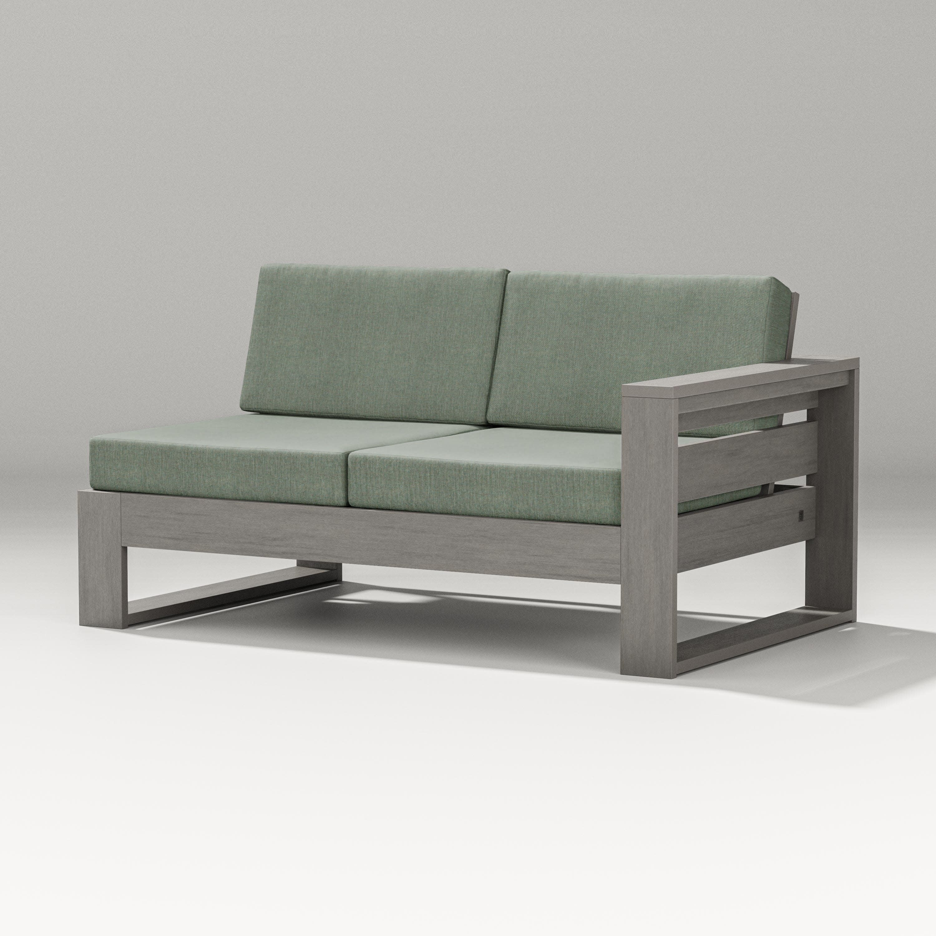 Latitude Modular Right Arm Loveseat in Driftwood / Cast Sage