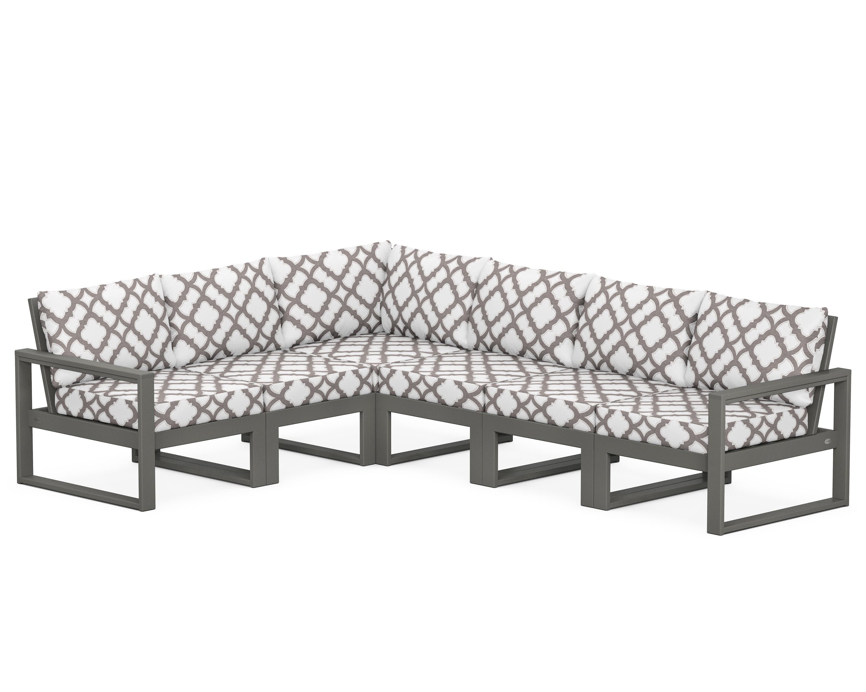 EDGE 6-Piece Modular Deep Seating Set in Slate Grey / Trellis Grey Mist