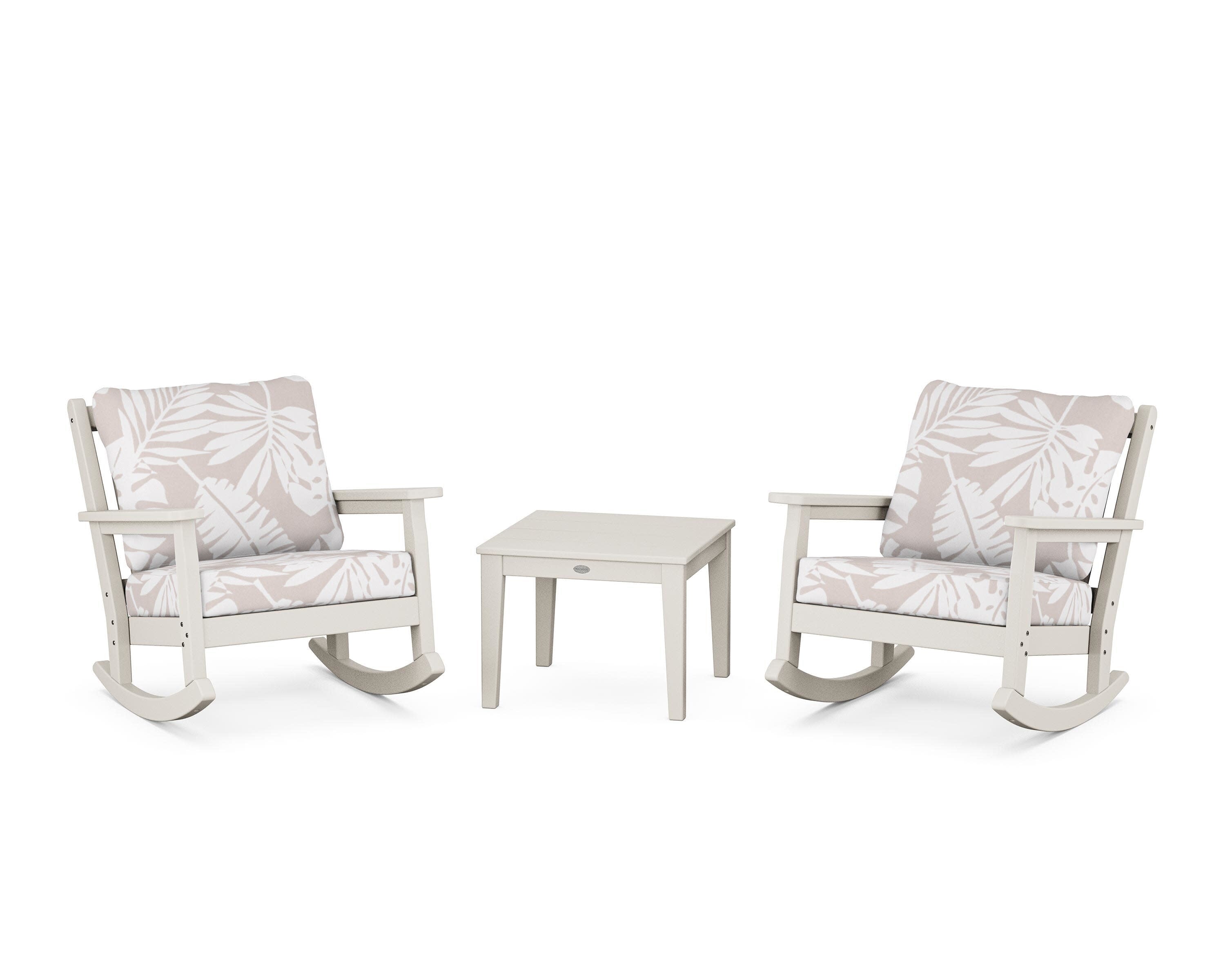 Chippendale 3-Piece Deep Seating Rocker Set in Sand / Leaf Dune Burlap