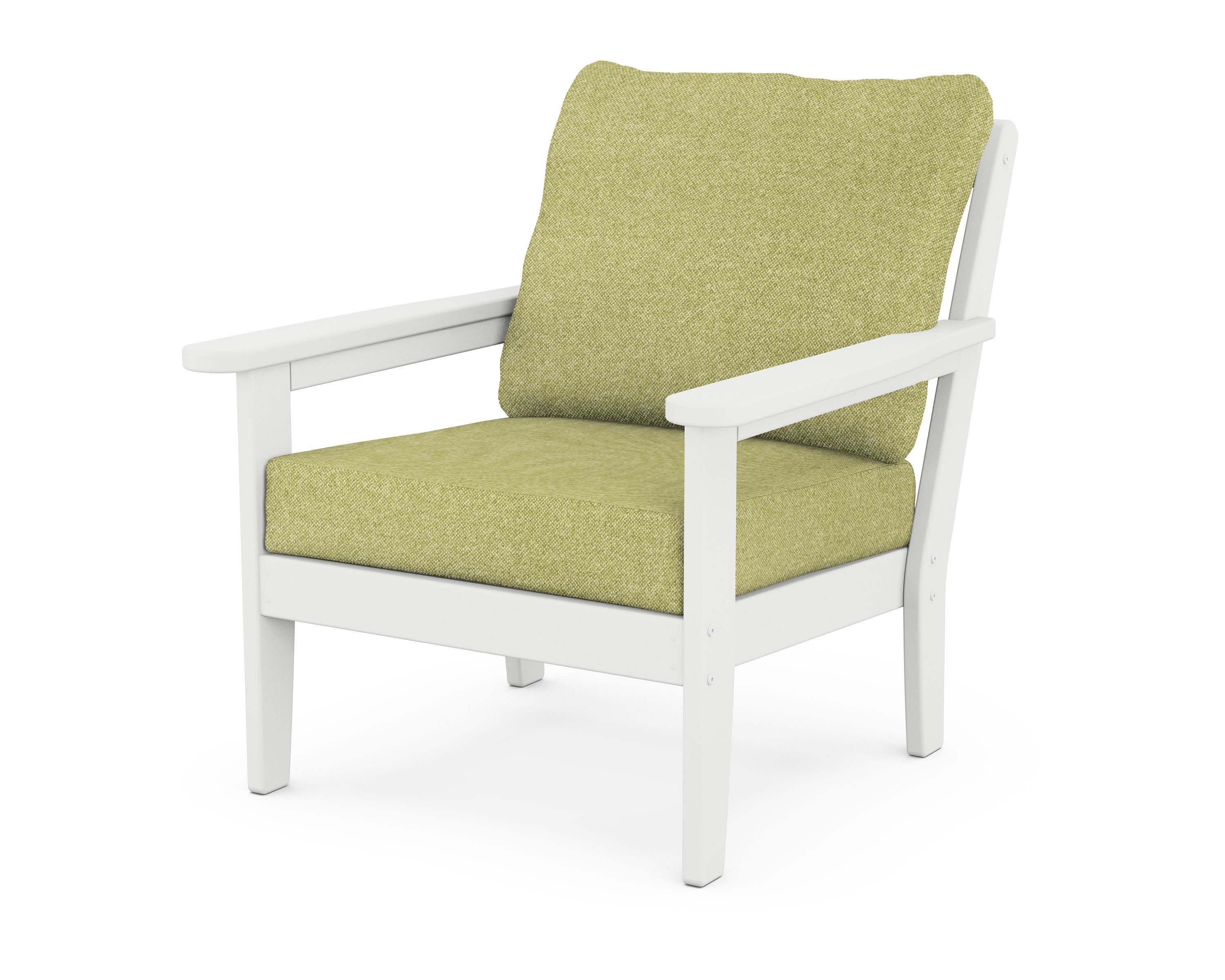 Cottage Deep Seating Chair in White / Chartreuse Boucle
