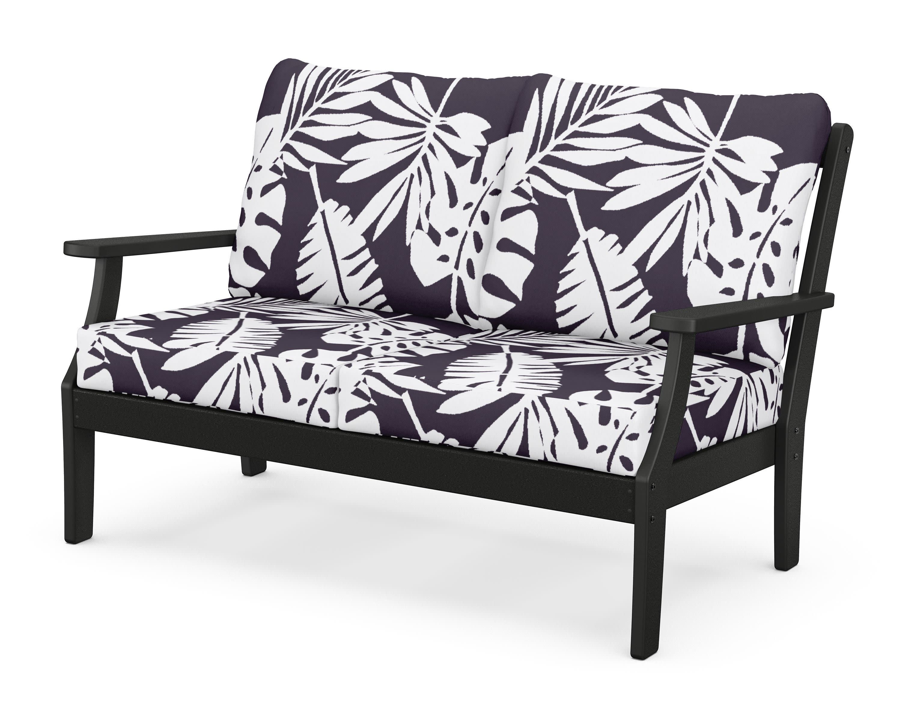 Braxton Deep Seating Loveseat in Black / Leaf Navy