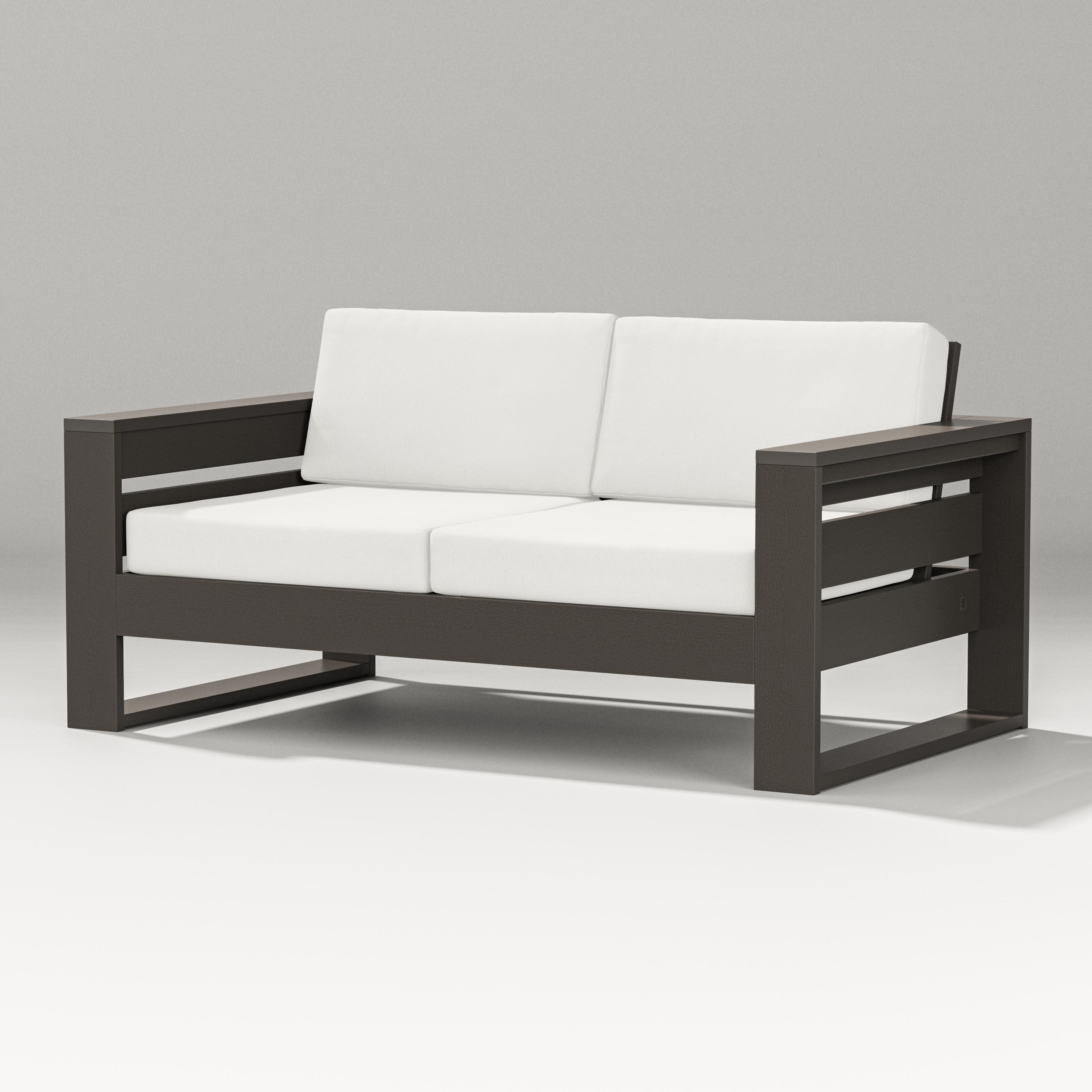 Latitude Loveseat in Vintage Coffee / Natural Linen