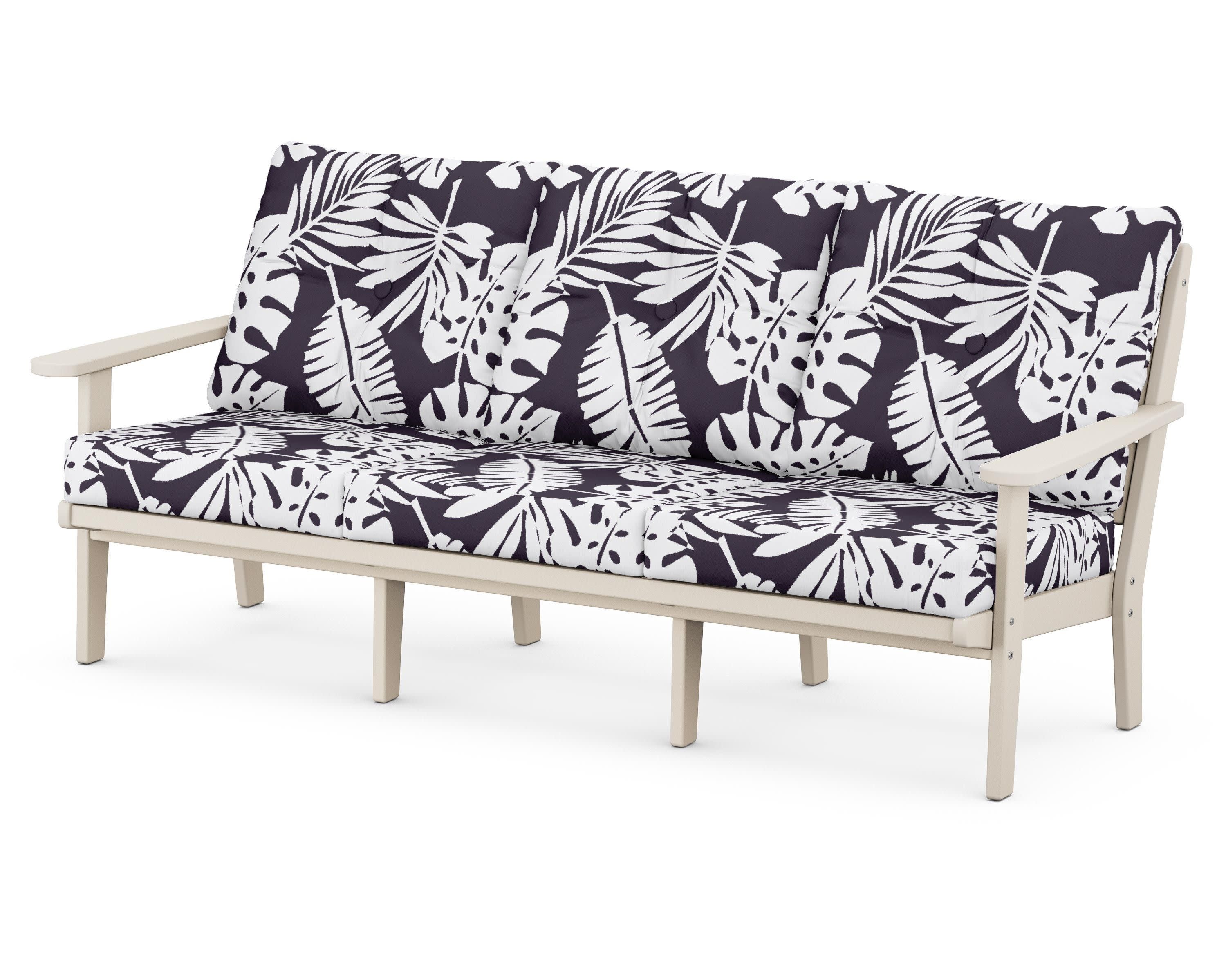Lakeside Deep Seating Sofa in Sand / Leaf Navy