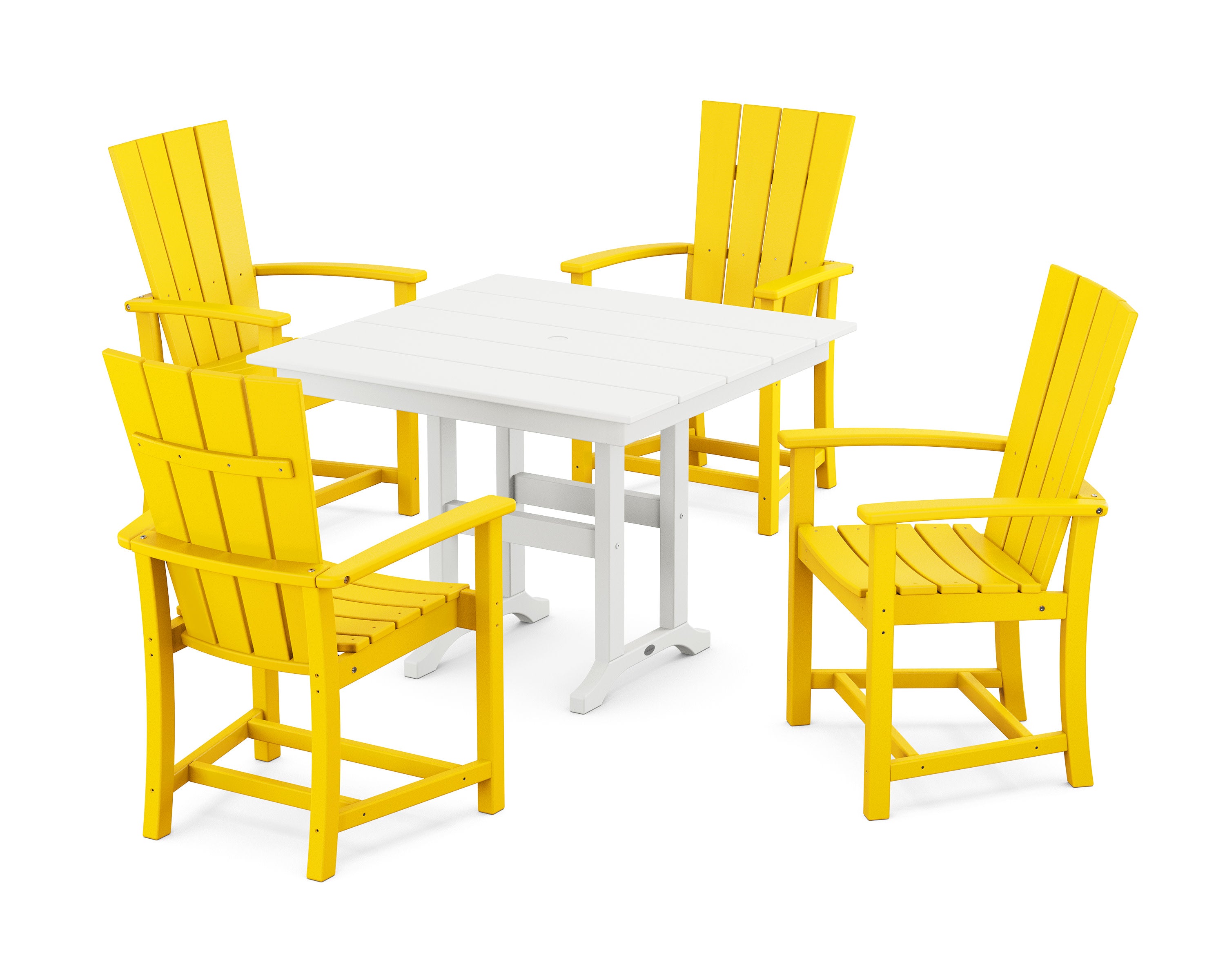 Quattro 5-Piece Farmhouse Dining Set in Lemon / White