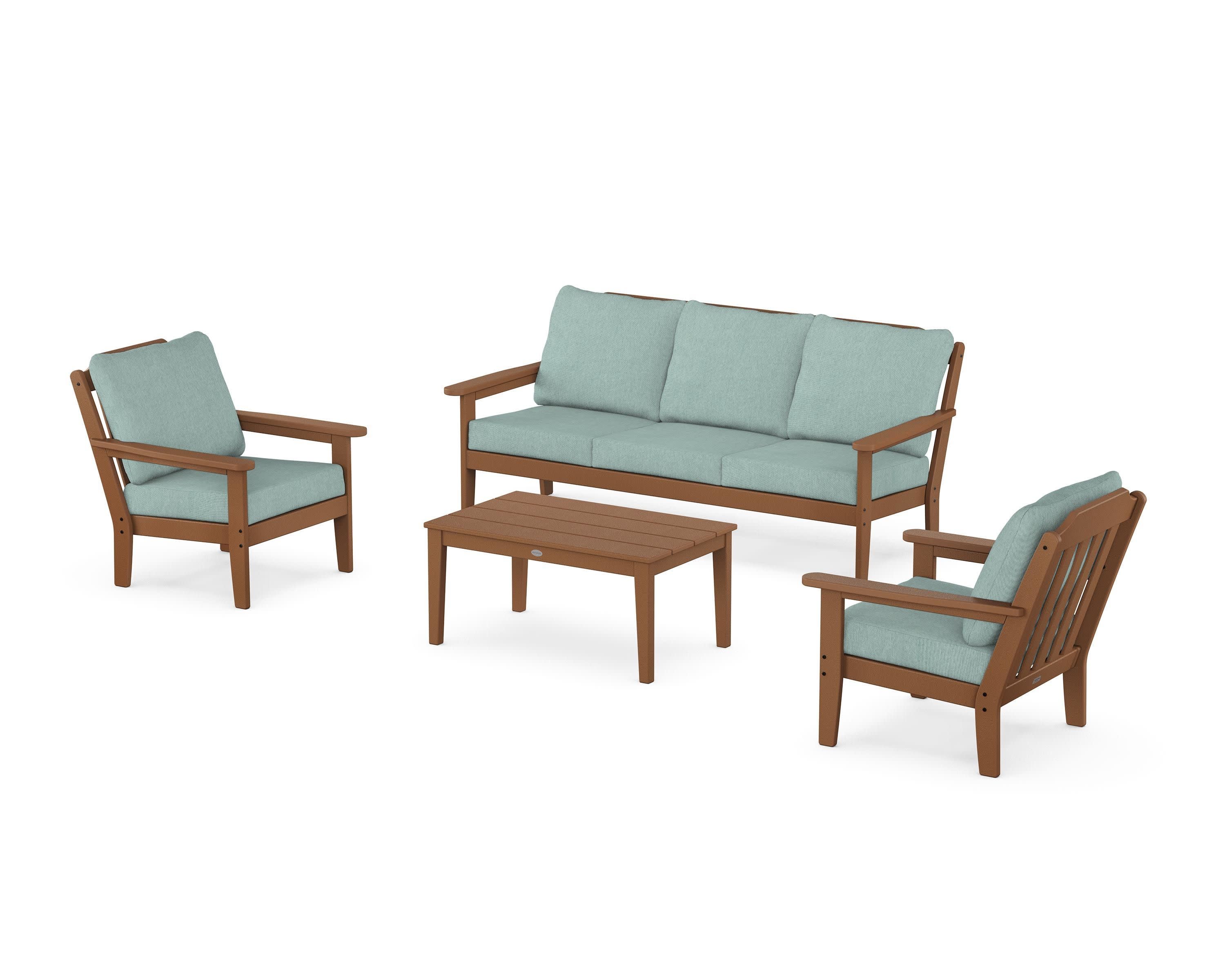 Cottage 4-Piece Deep Seating Set with Sofa in Teak / Glacier Spa