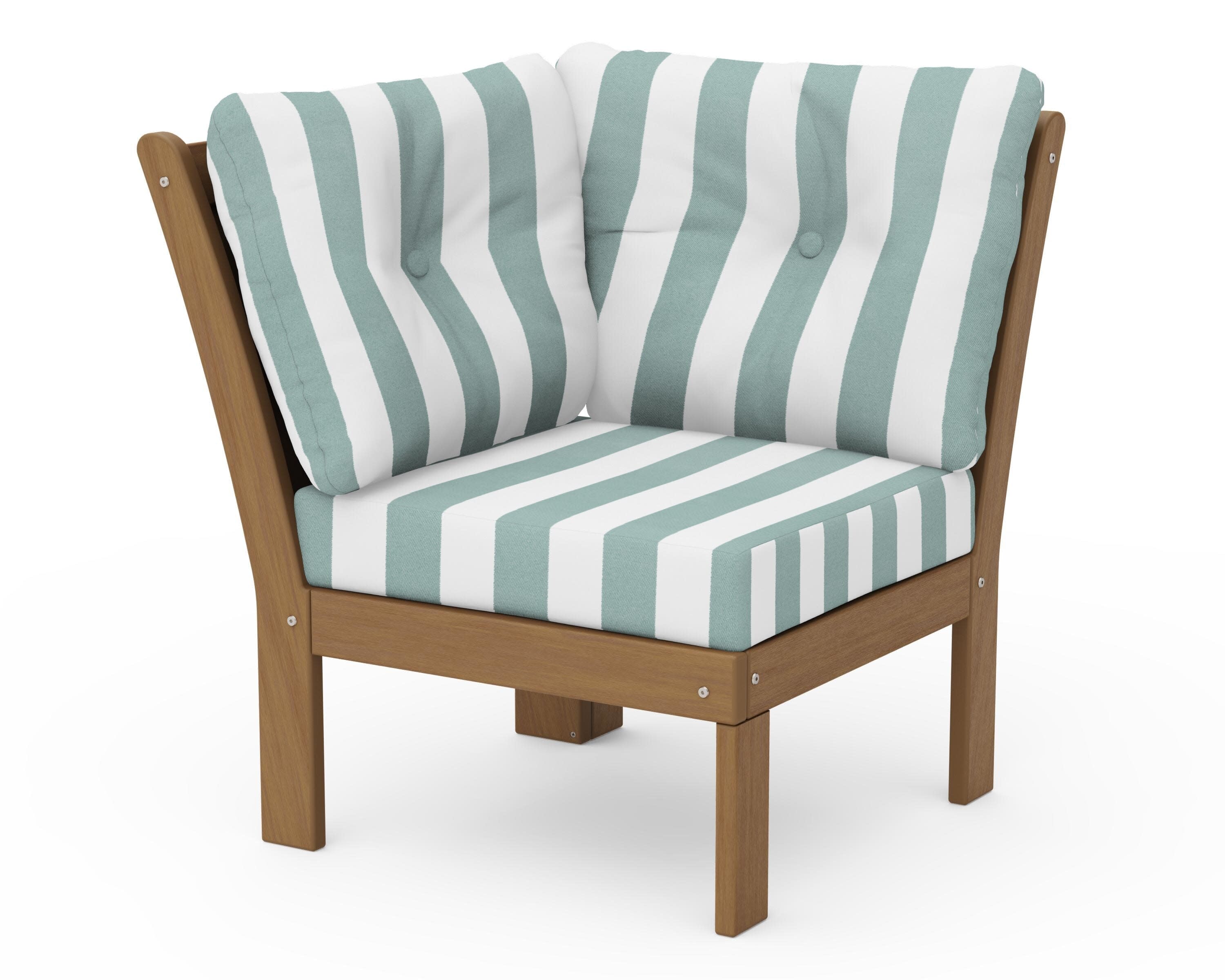 Vineyard Modular Corner Chair in Natural / Cabana Stripe Glacier Spa