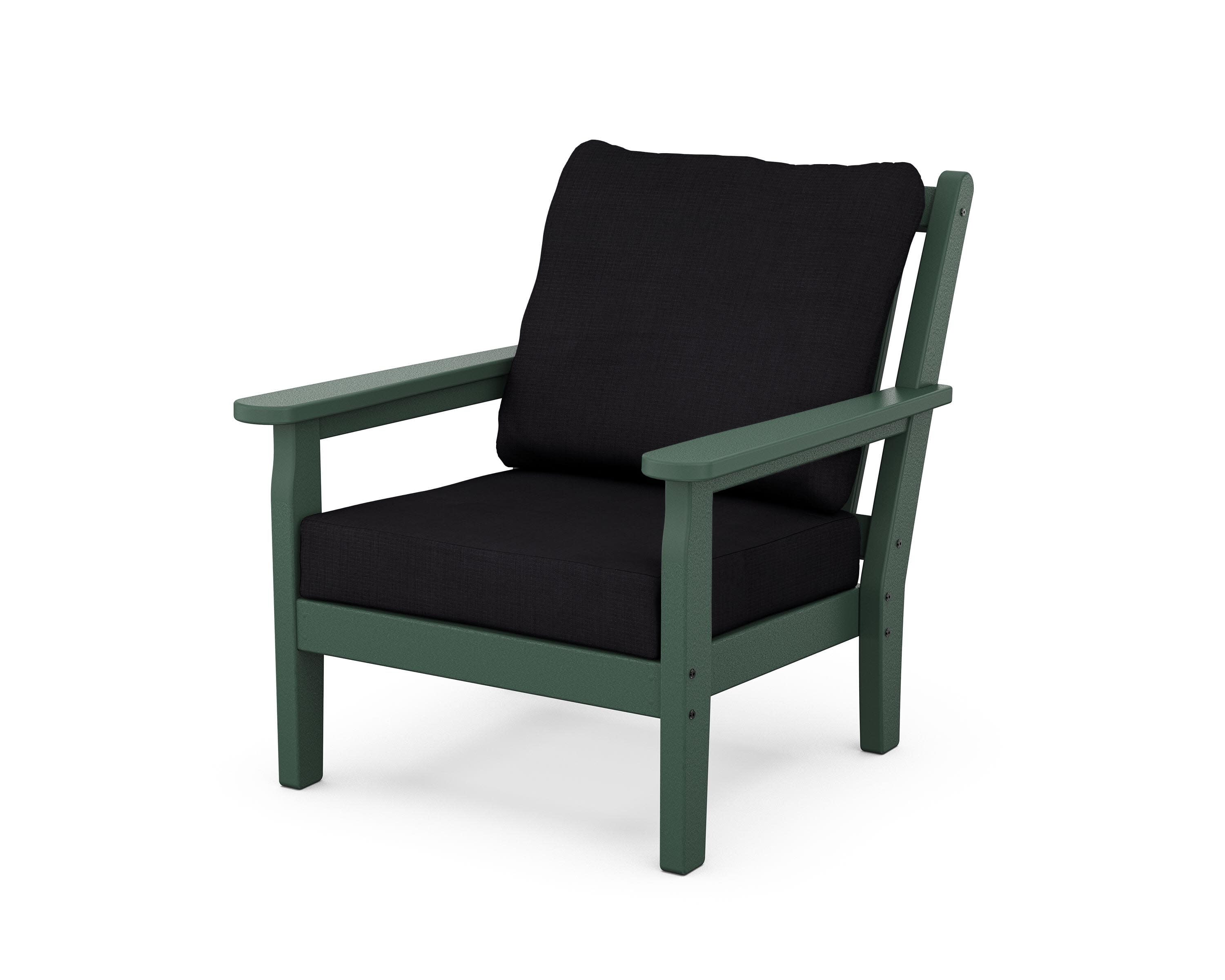 Chippendale Deep Seating Chair in Green / Midnight Linen