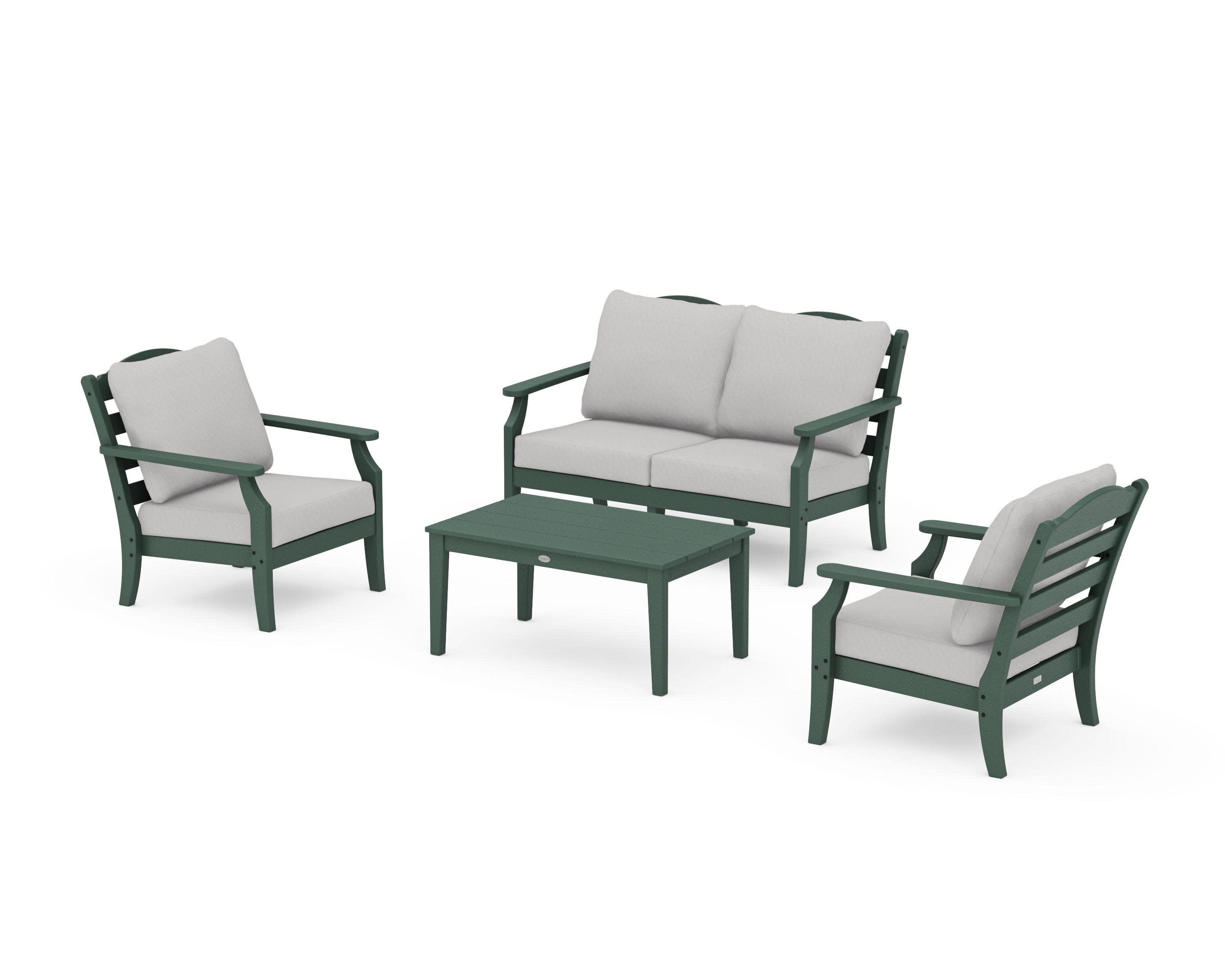 Savannah 4-Piece Deep Seating Set with Loveseat in Green / Diamond in the Rough