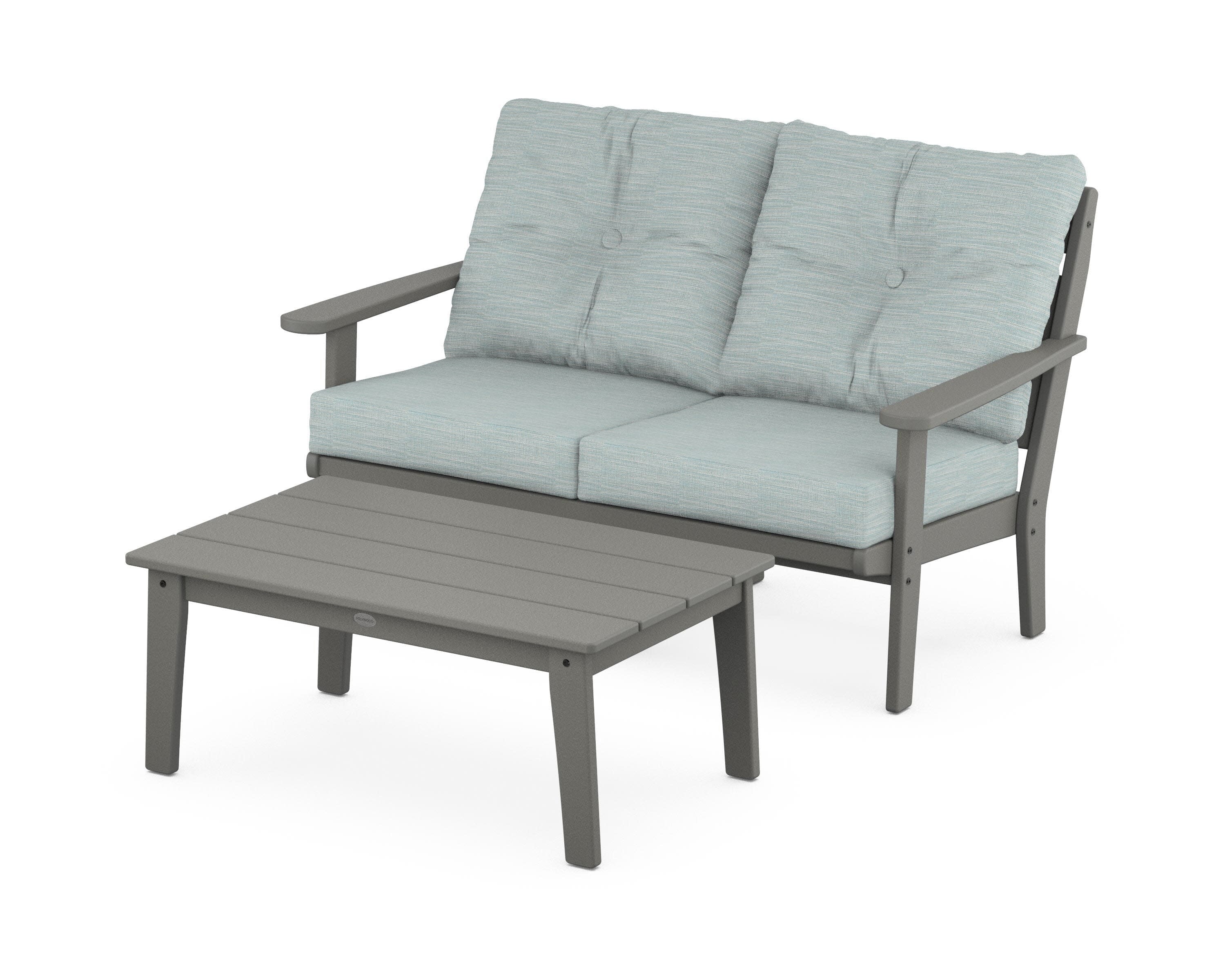 Lakeside 2-Piece Lounge Loveseat Set in Slate Grey / Soothe Mist