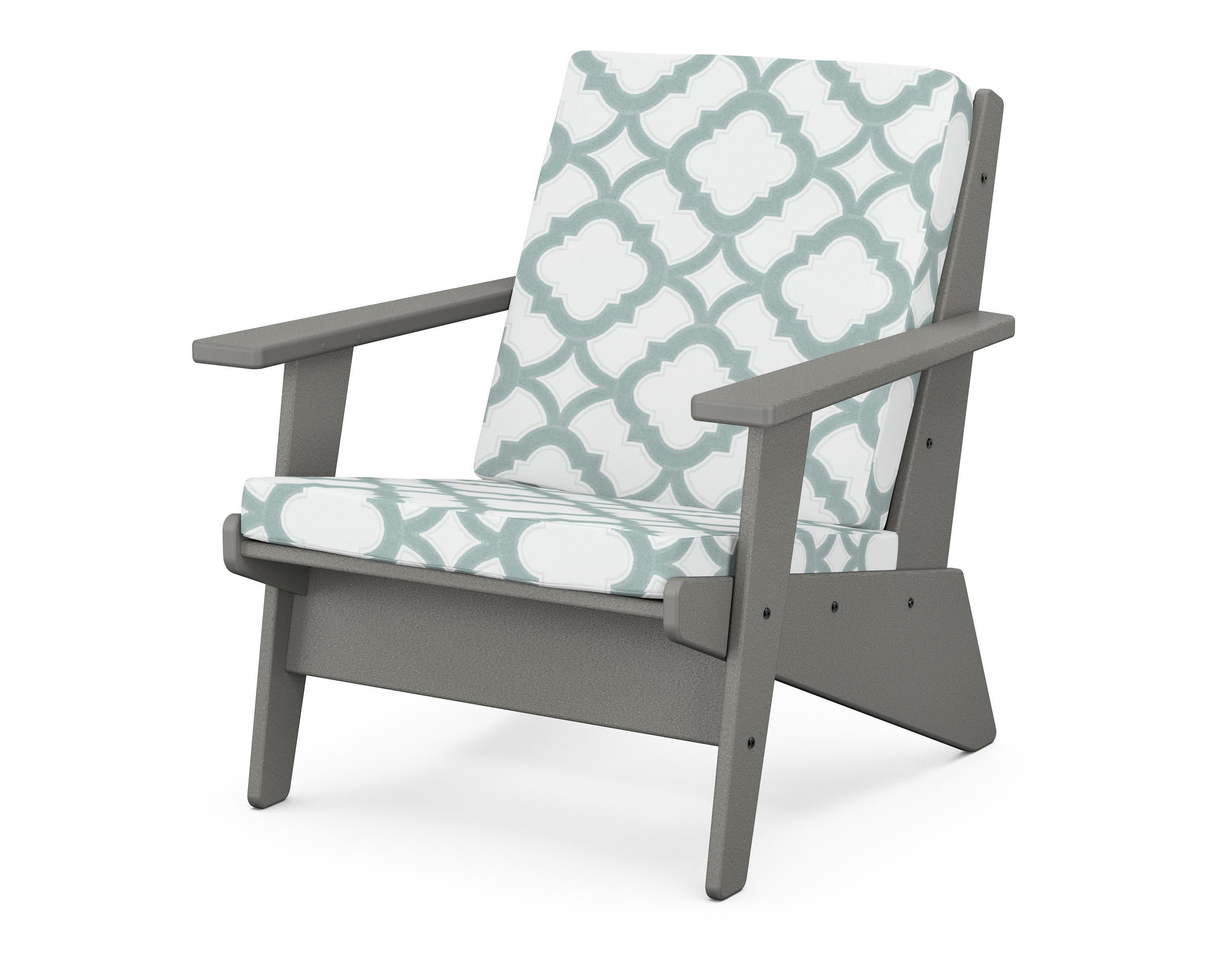Riviera Modern Lounge Chair in Slate Grey / Trellis Glacier Spa