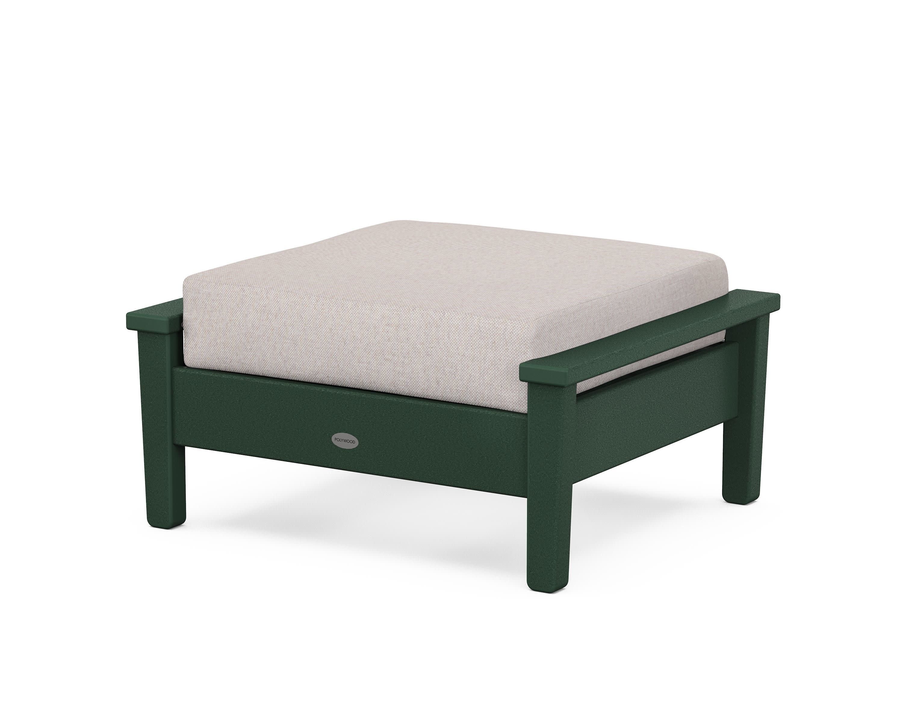 Prescott Deep Seating Ottoman in Green / Dune Burlap