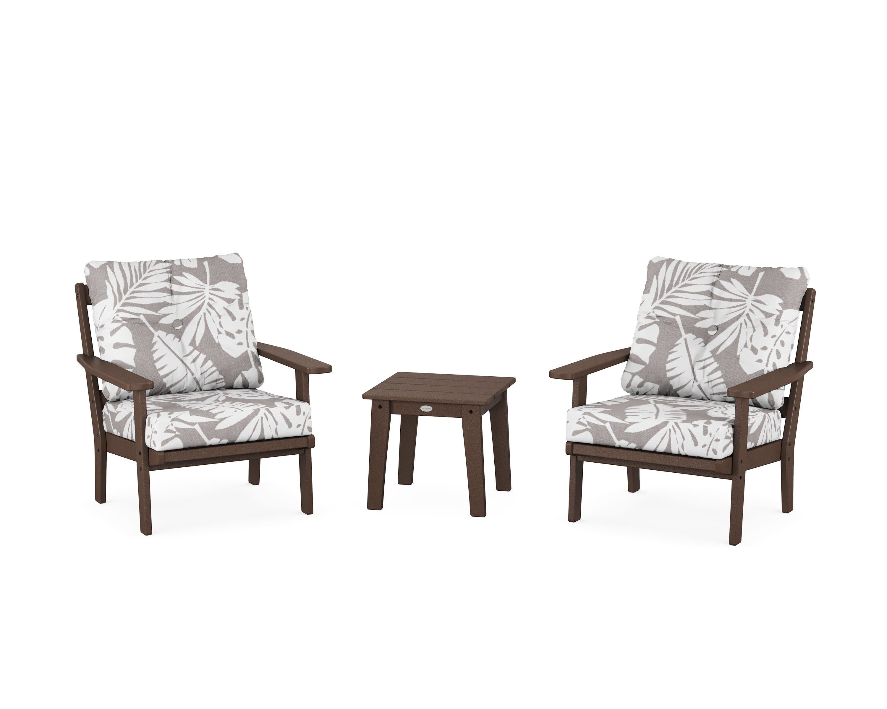 Prairie 3-Piece Deep Seating Set in Mahogany / Leaf Grey Mist