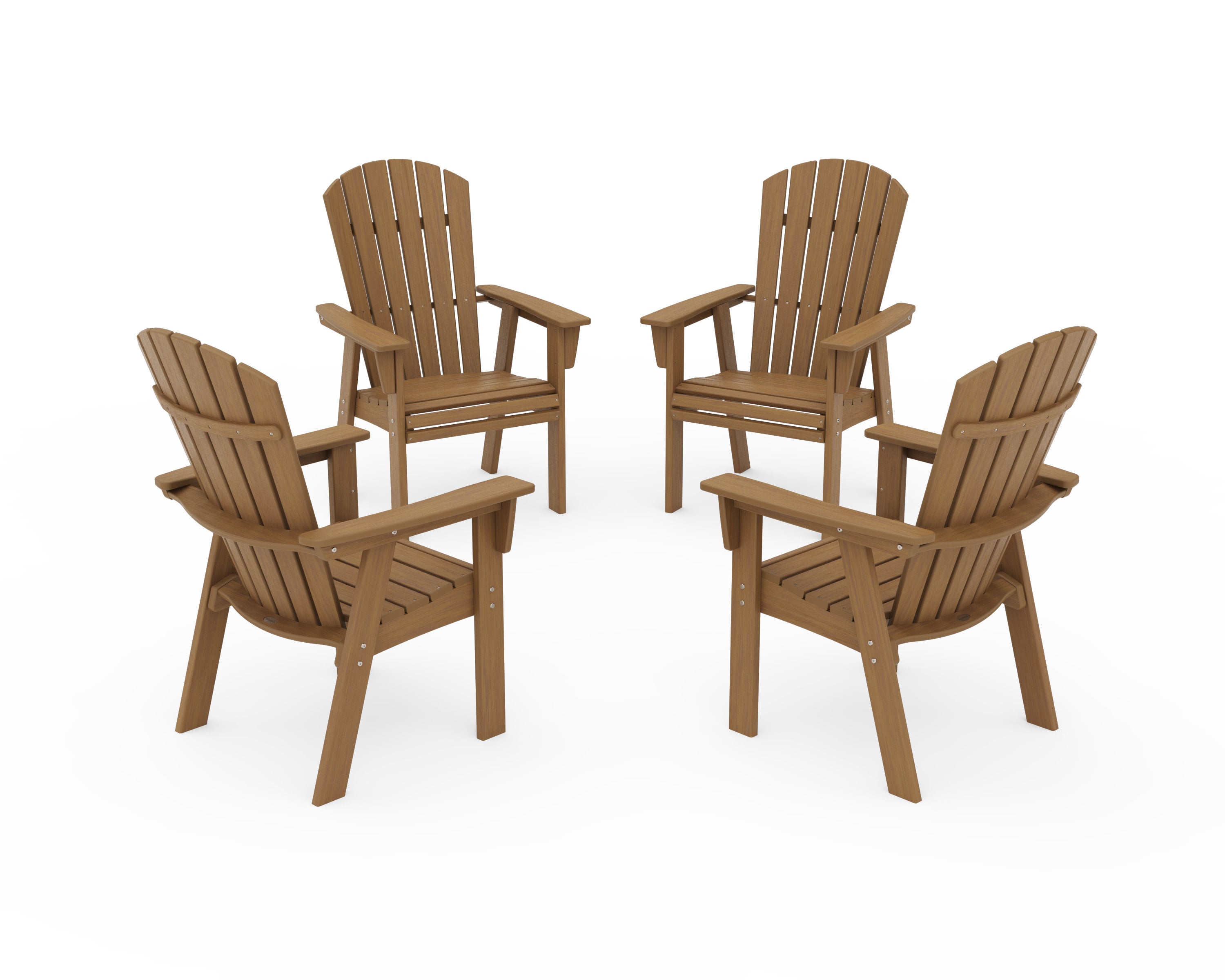 Nautical 4-Piece Curveback Upright Adirondack Conversation Set in Natural