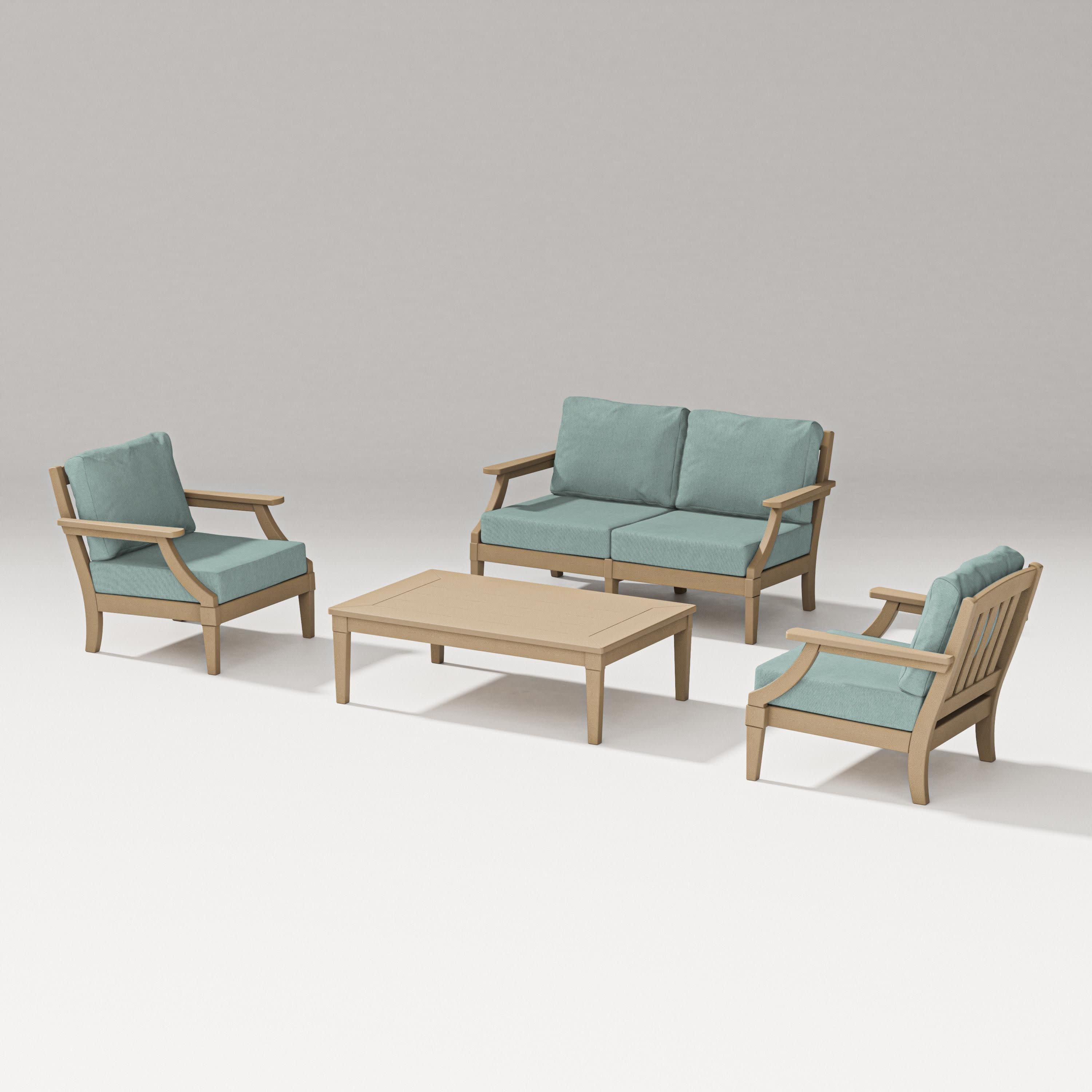 Estate Lounge 4-Piece Loveseat Set in Vintage Sahara / Glacier Spa